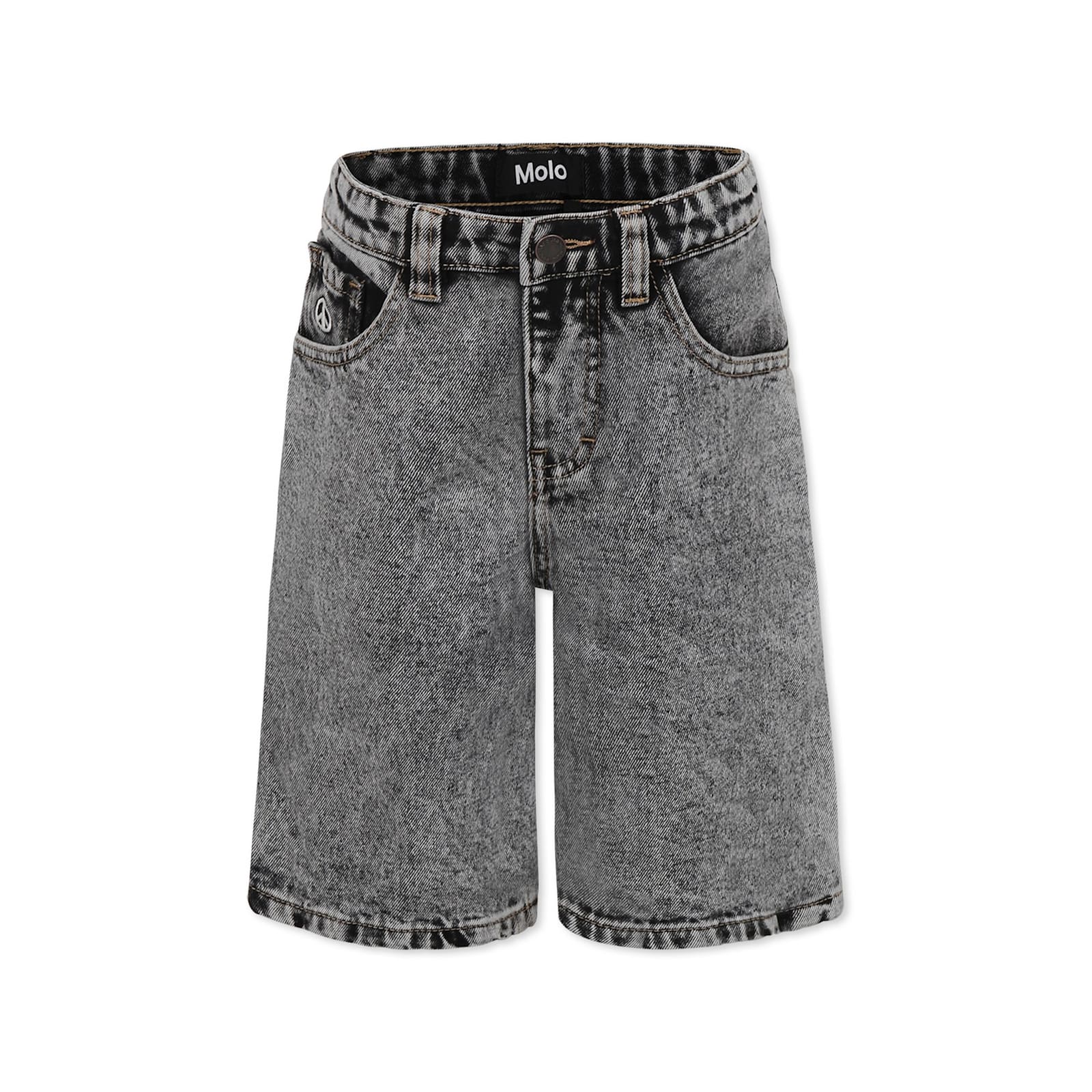 Molo Grey Shorts For Boy With Peace Symbol In Grey