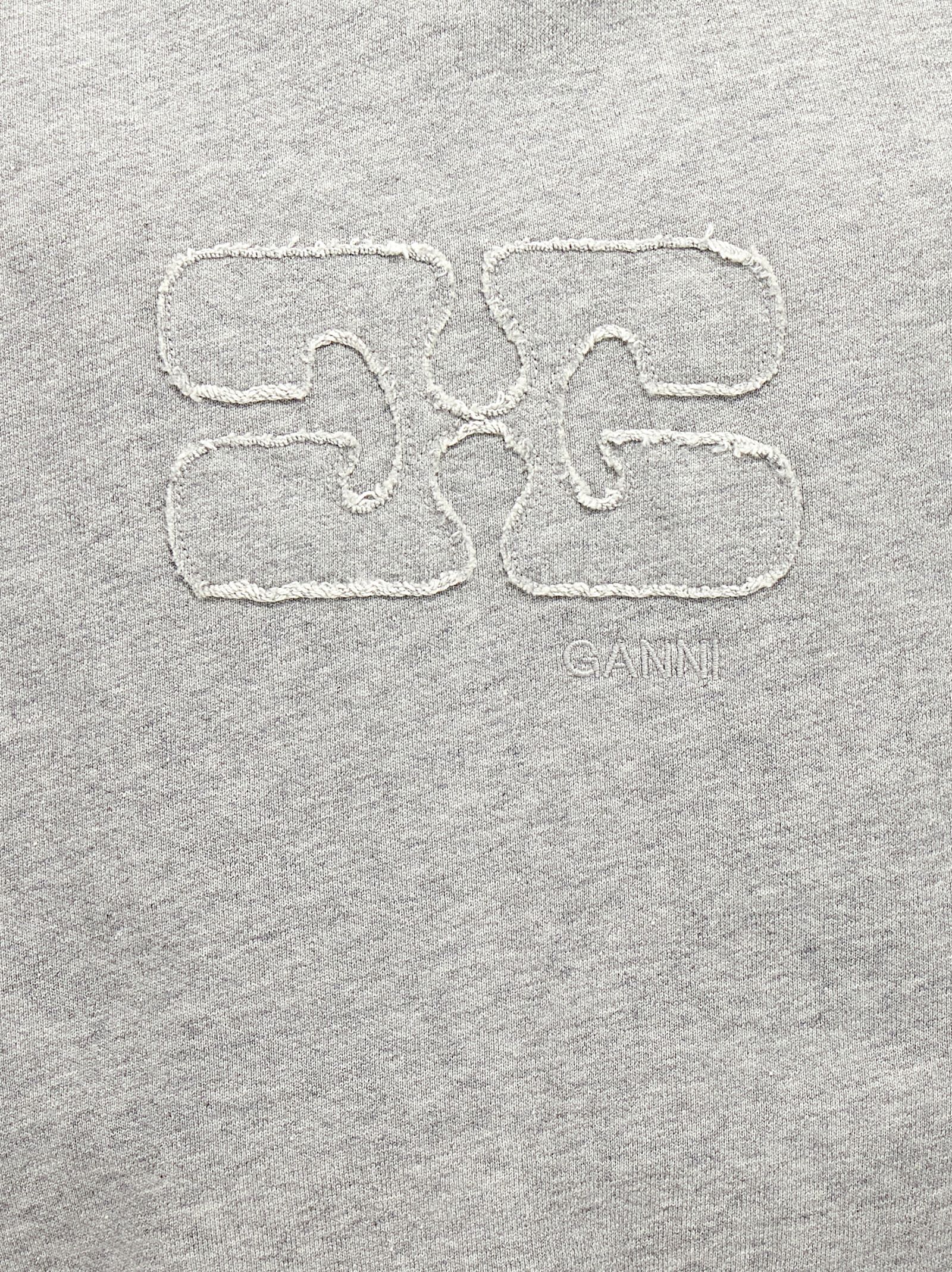 Shop Ganni Logo Hoodie In Gray