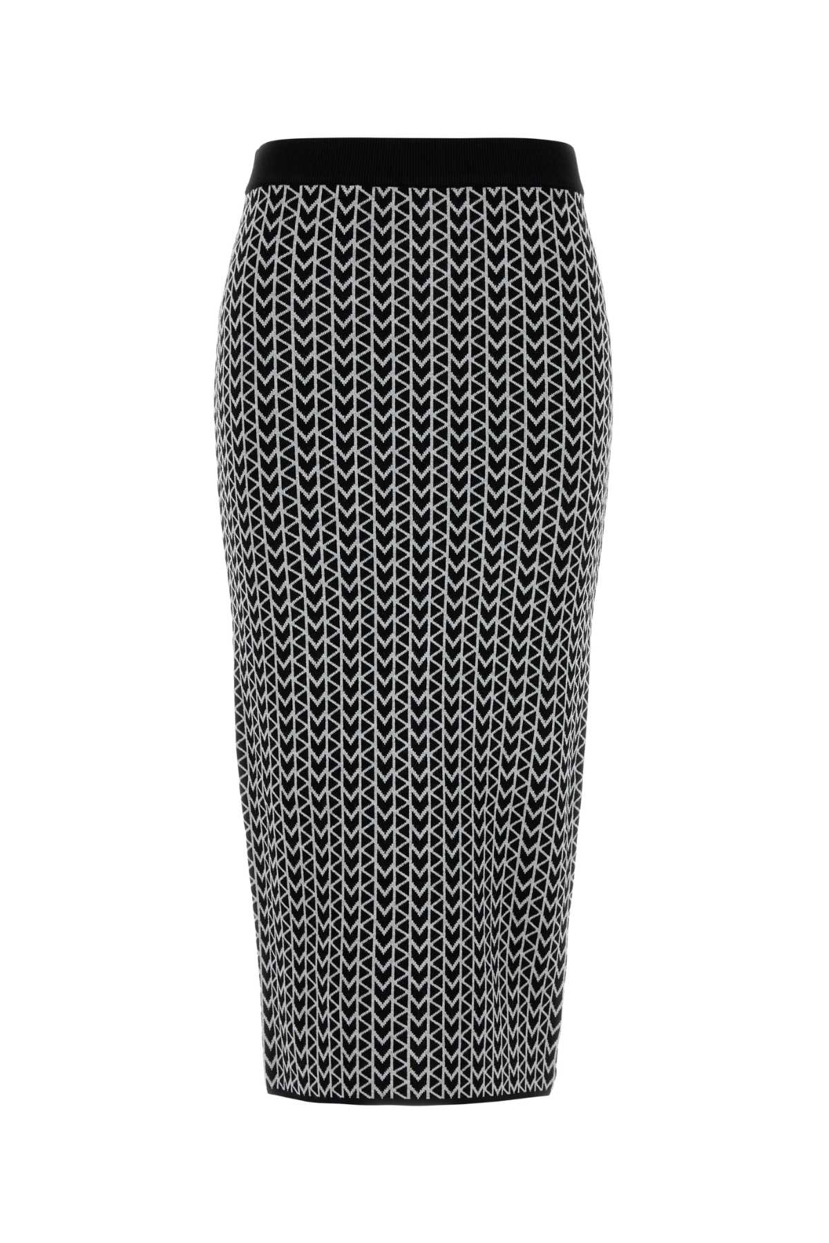 Embroidered Stretch Viscose Blend Skirt