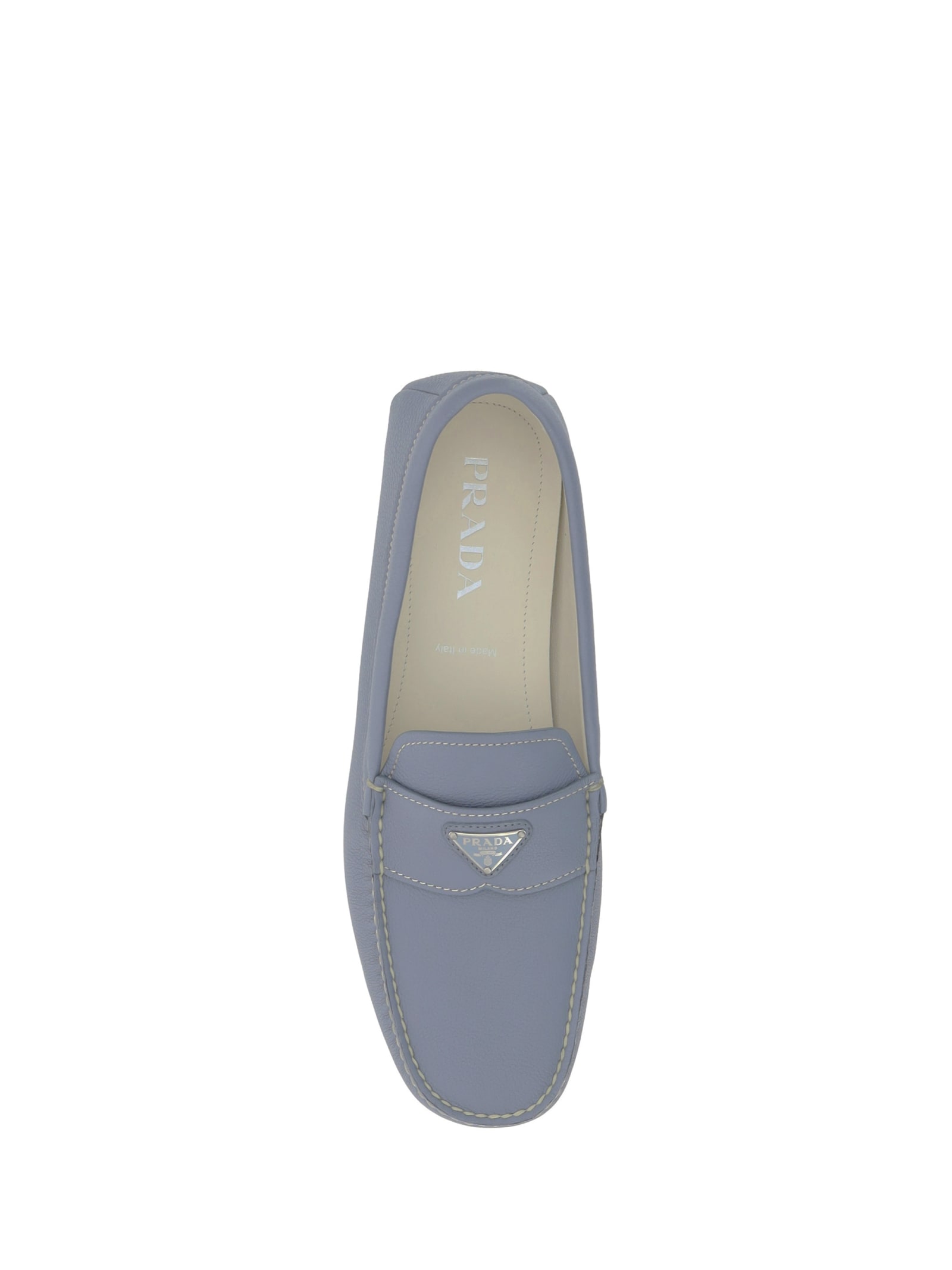 Shop Prada Drive Loafers In Astrale