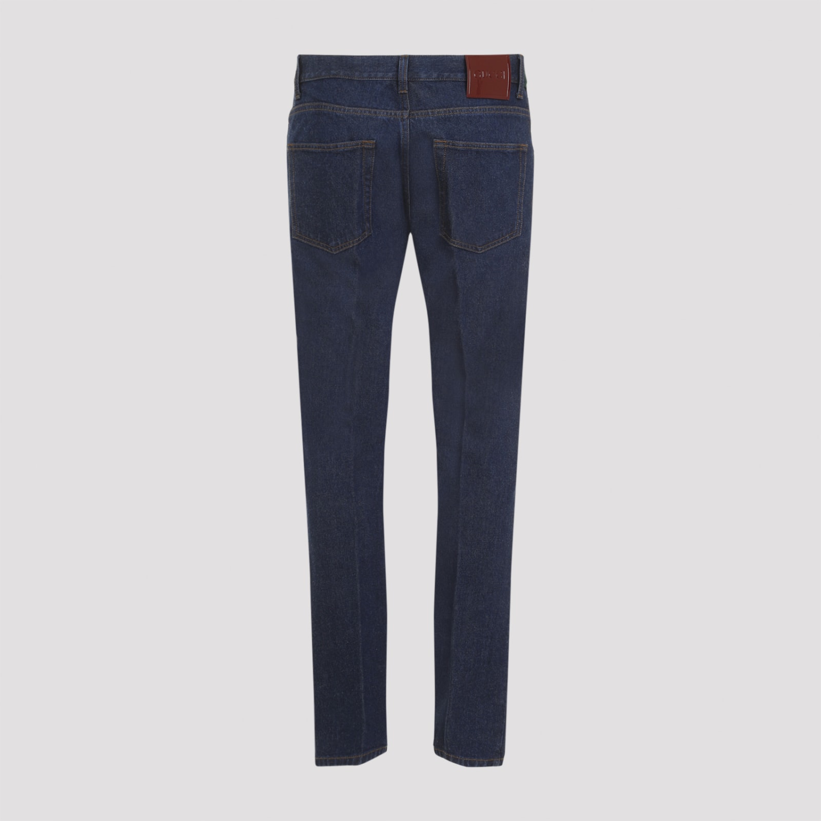 Shop Gucci New Tapered Jeans In Dark Blue Mix