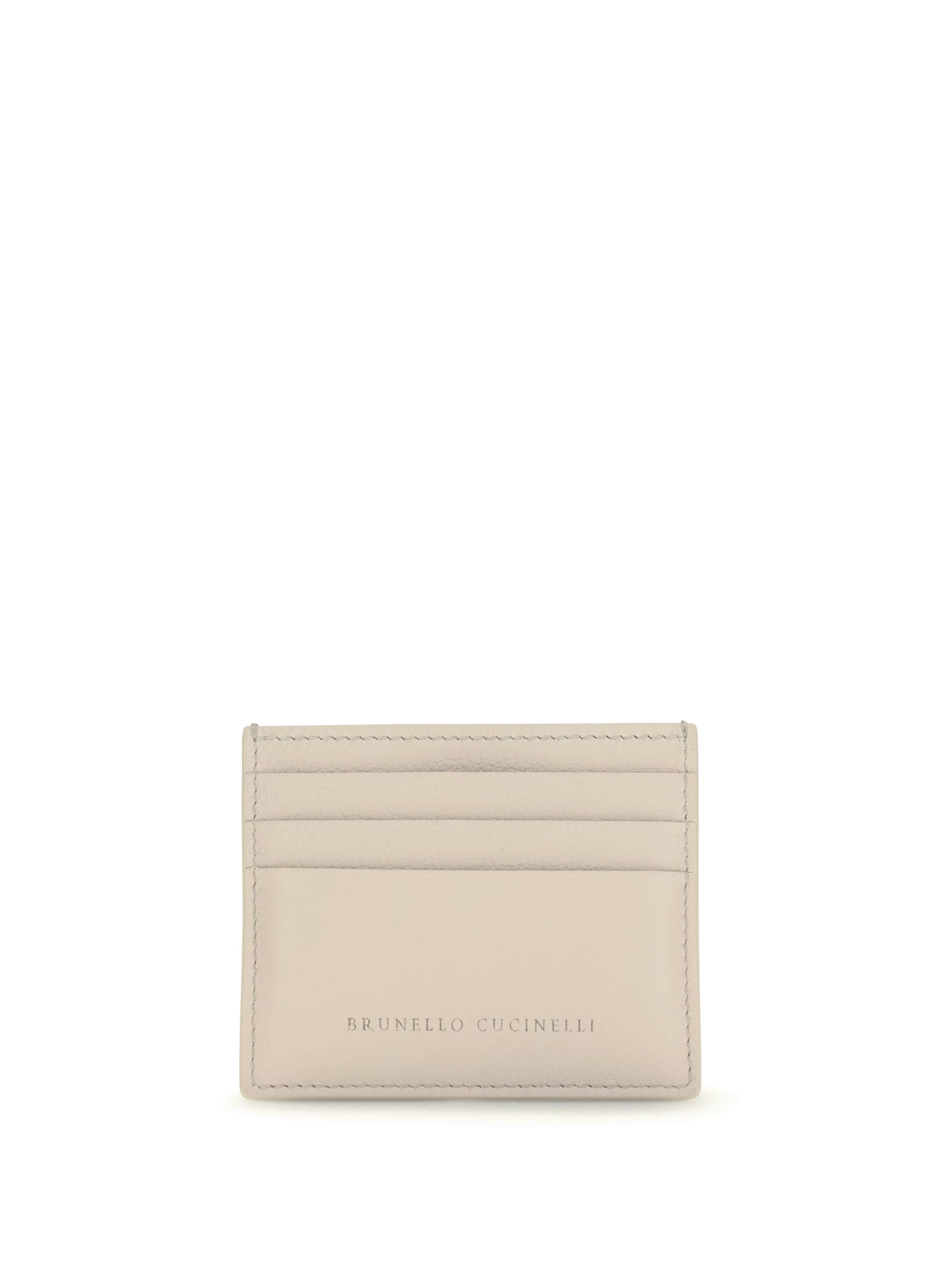 Brunello Cucinelli Beige Calf Leather Bos Taurus Wallet In Metallic