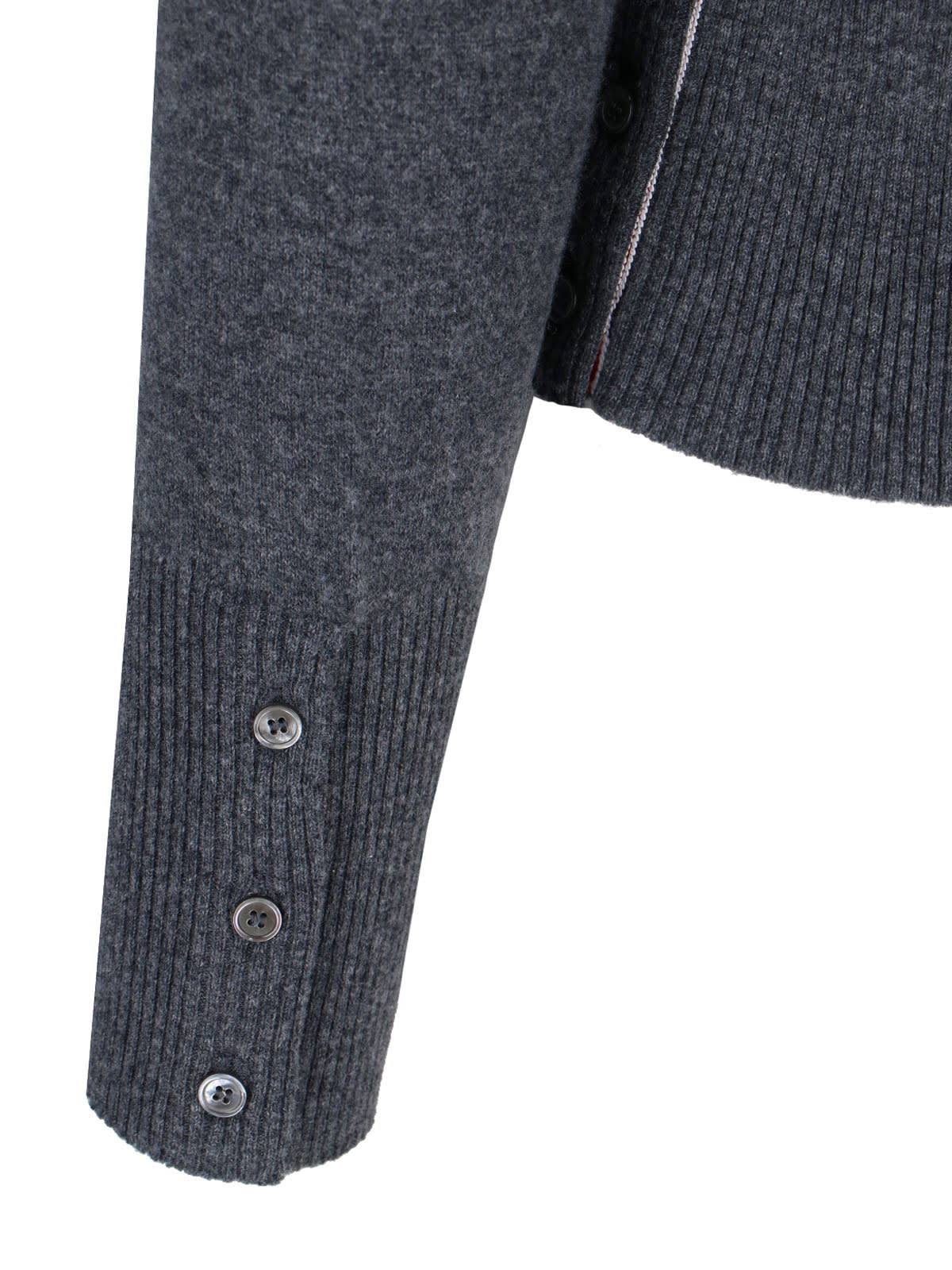 Thom Browne Crewneck Sweater With Ribbed Cuffs And Striped Sleeve