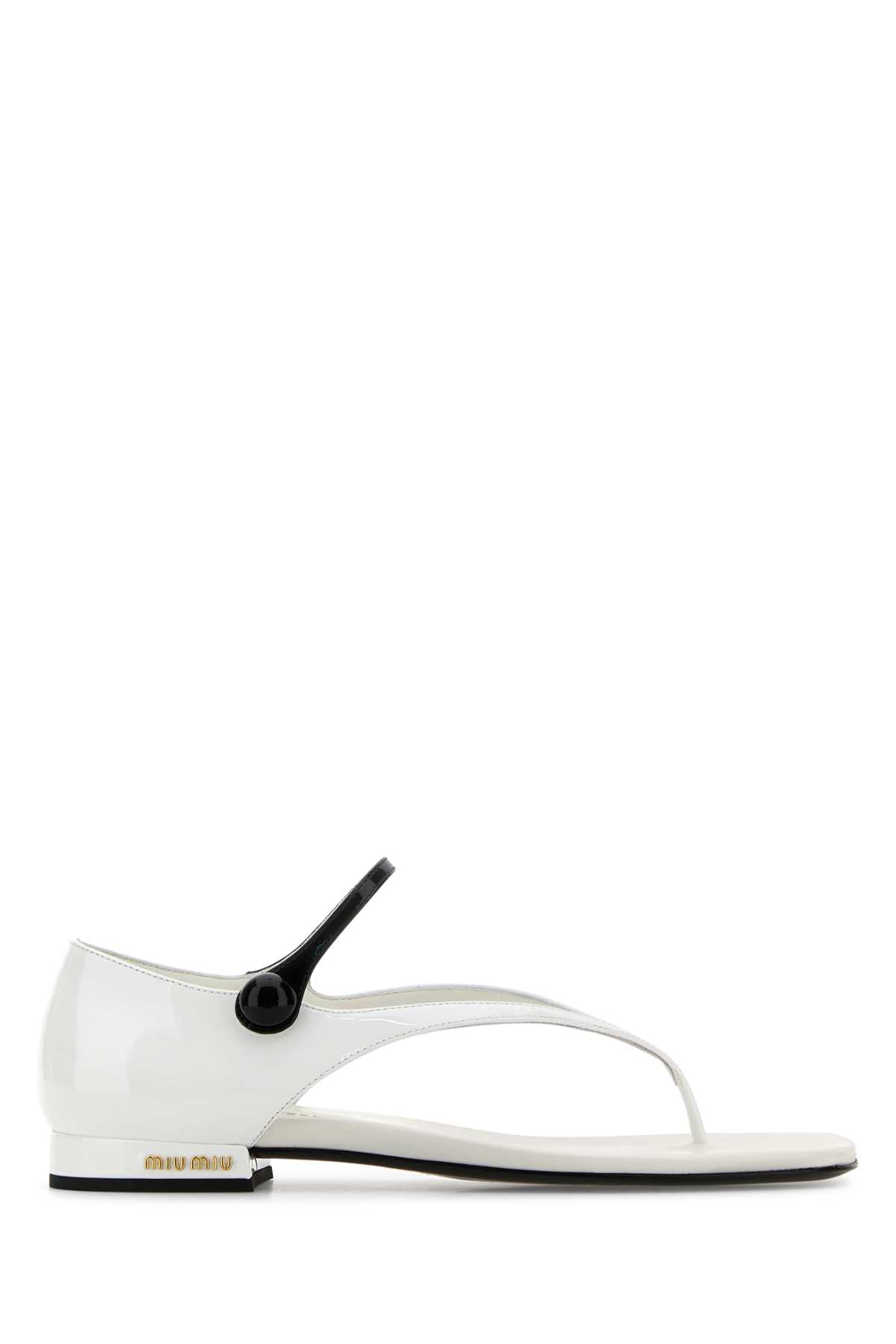 Miu Miu White Leather Sandals