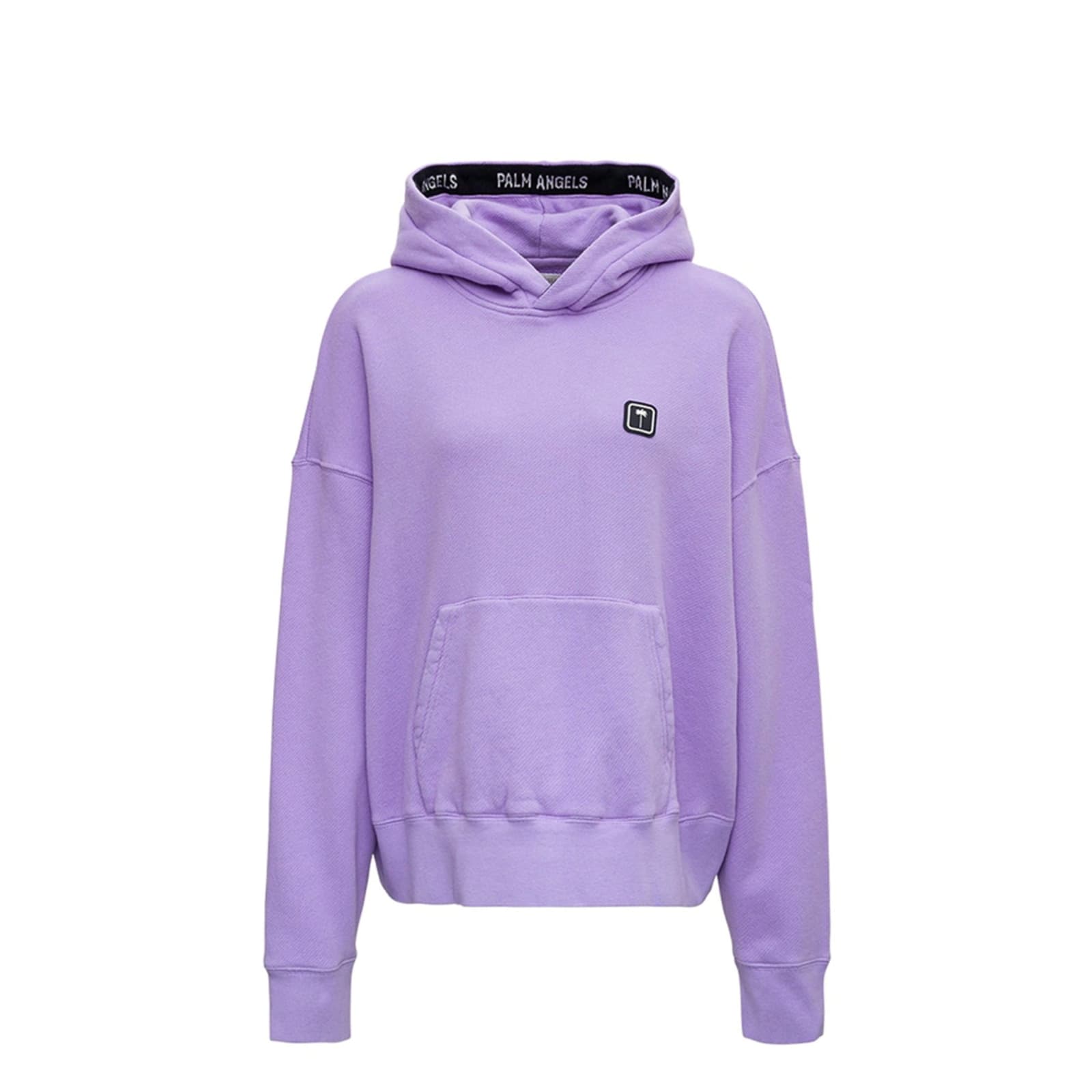 Shop Palm Angels Logo Hooded Sweatshirt In Purple