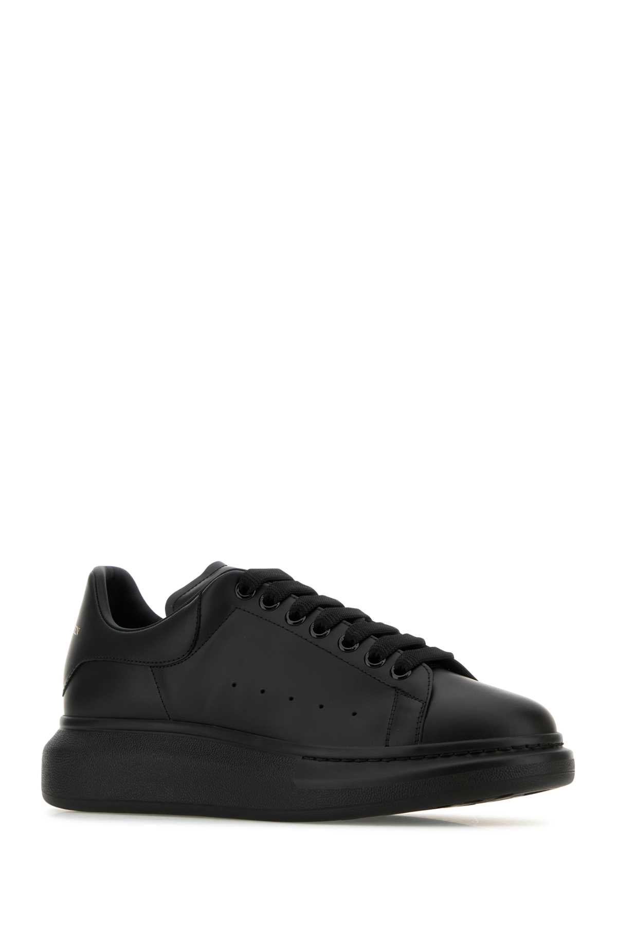 Alexander Mcqueen Black Sneakers With Logo Lettering On The Rear And Oversize Rubber Sole In Leather In Black