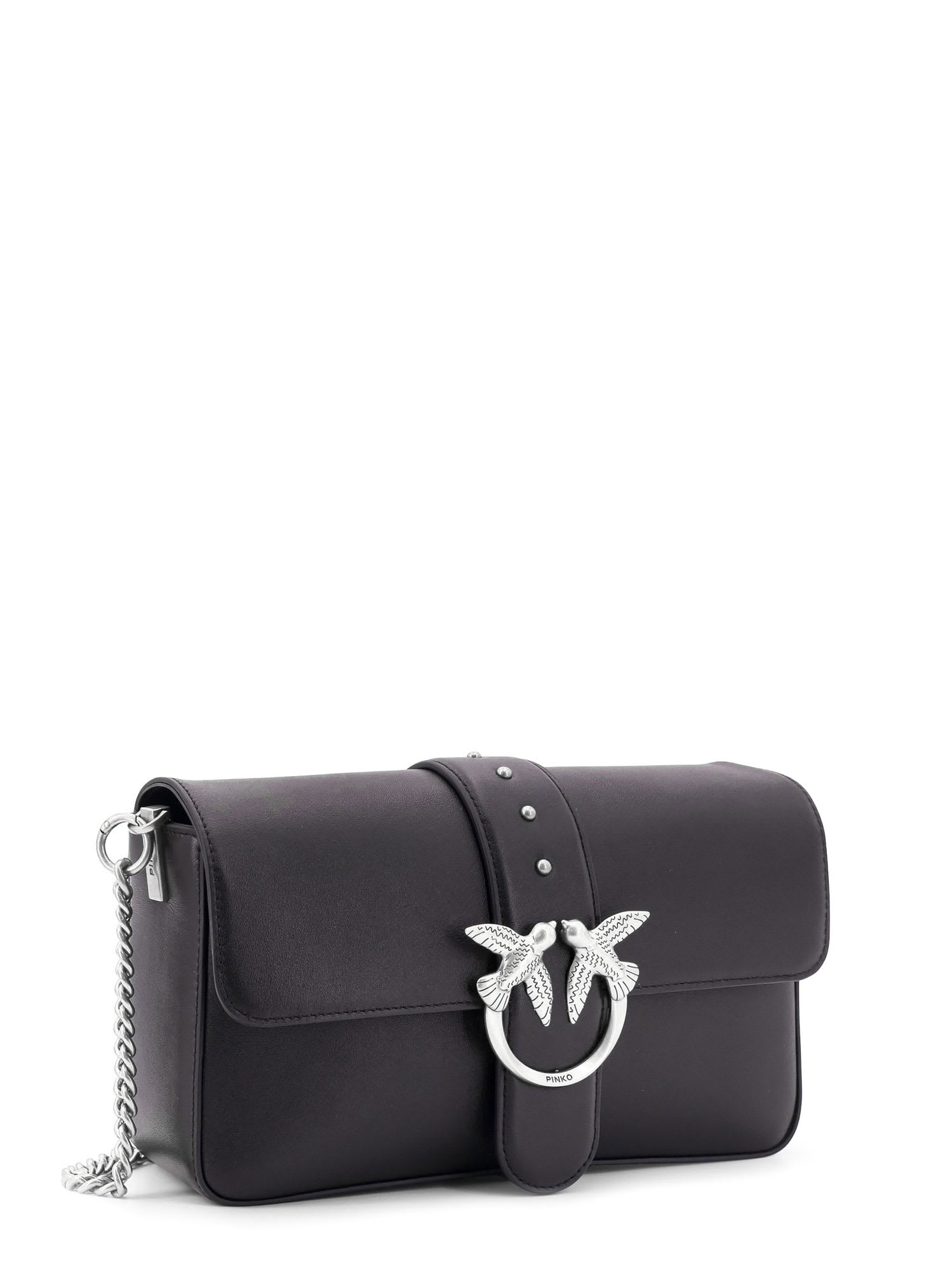 Pinko Love One Classic Leather Shoulder Bag In Black