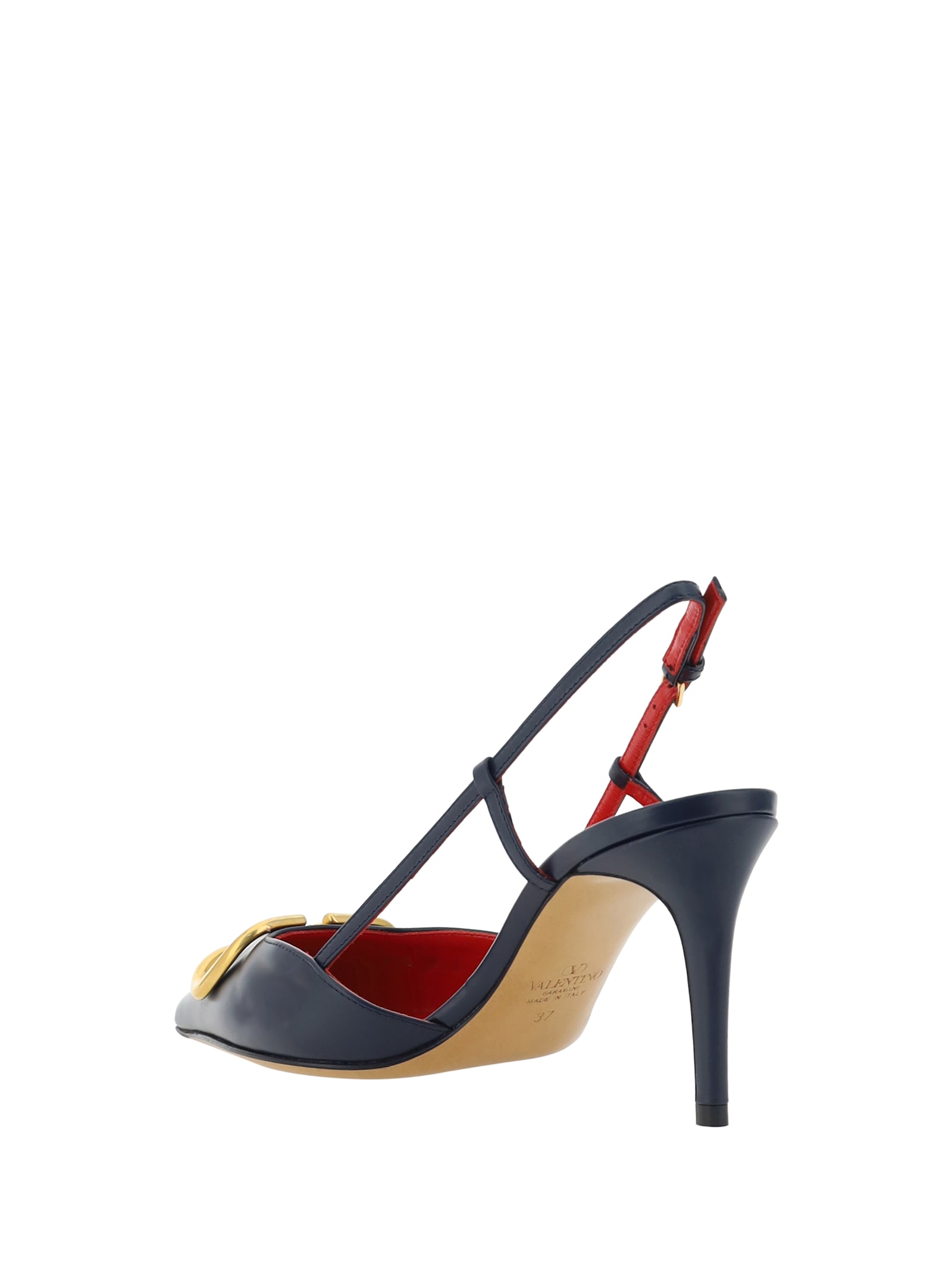 Shop Valentino Vlogo Pumps Slingback In Marine