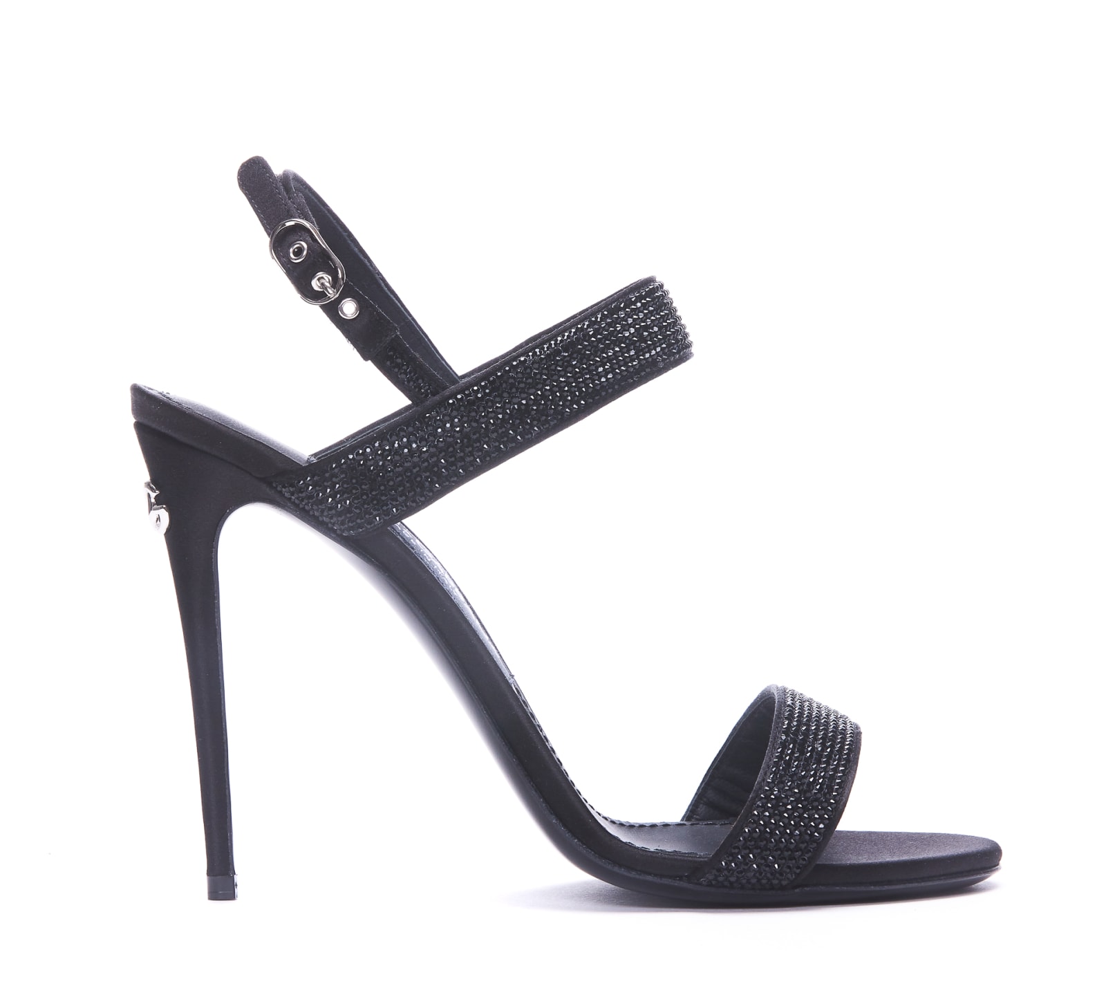 Dolce & Gabbana Satin And Strass Sandals In Black