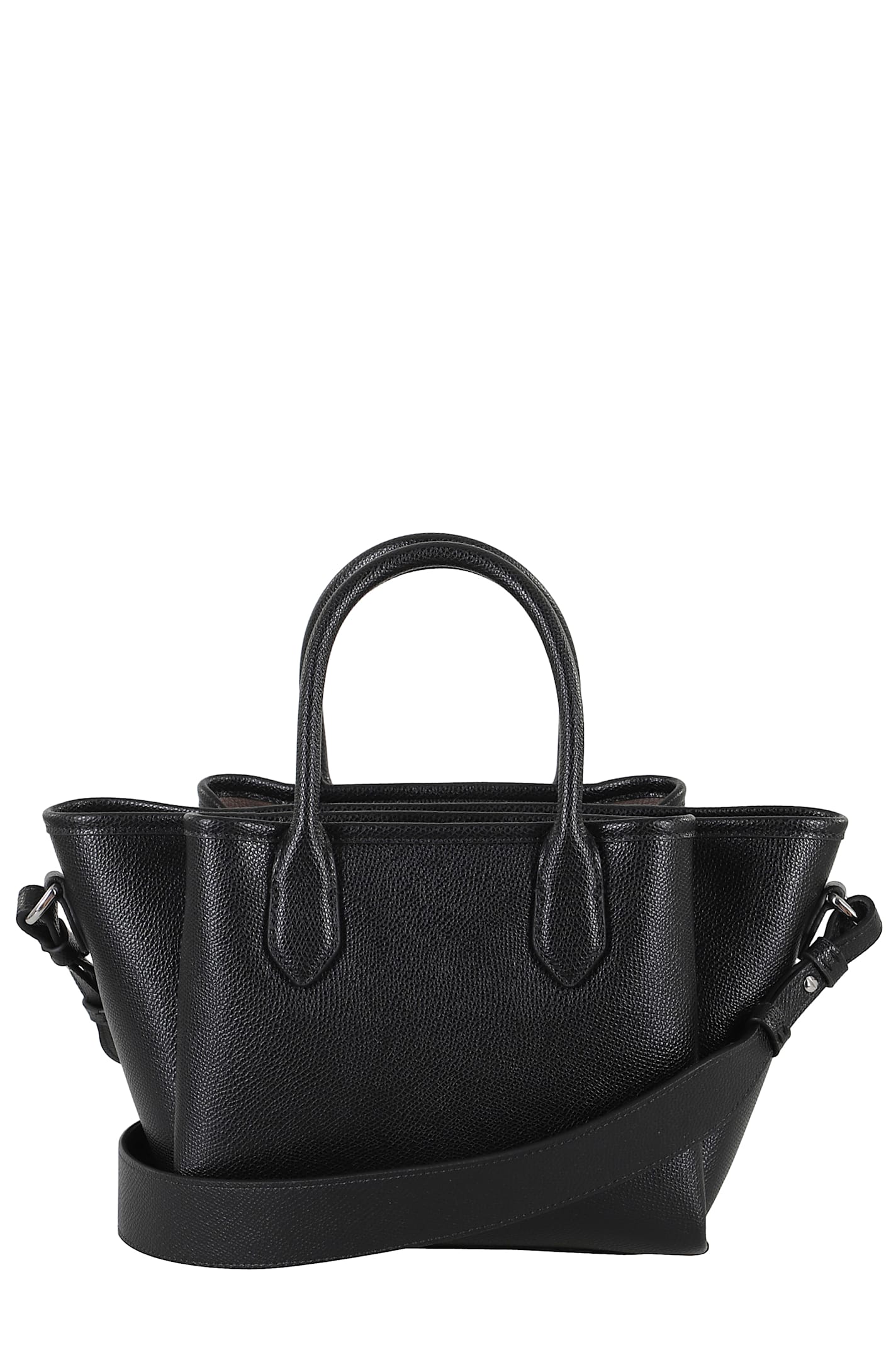 Emporio Armani Triple Compartment Textured Finish Shopping Bag In Black
