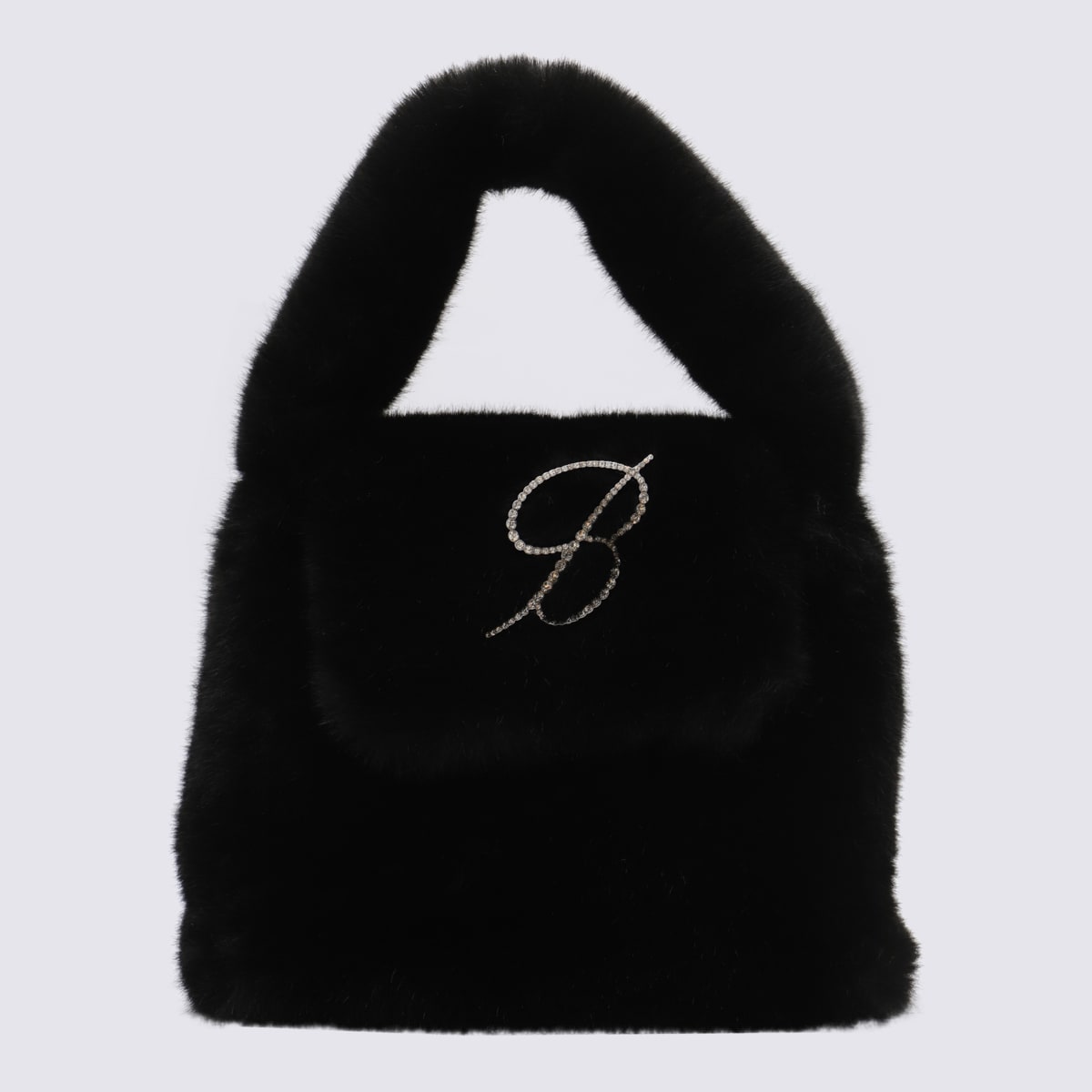 Black Faux Fur Monogram B Bag