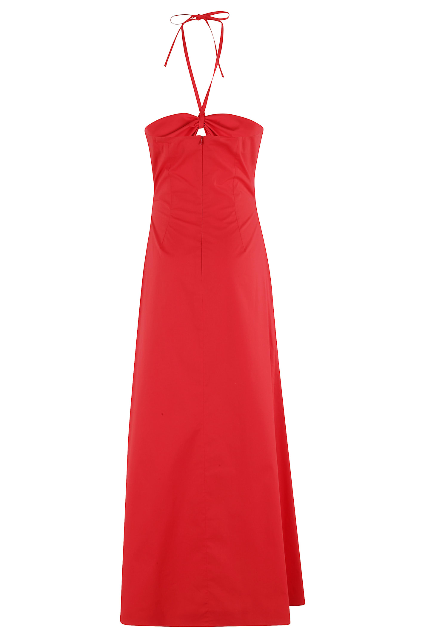 Federica Tosi Cut-out Cotton Top With Drawstring Neckline In Rosso