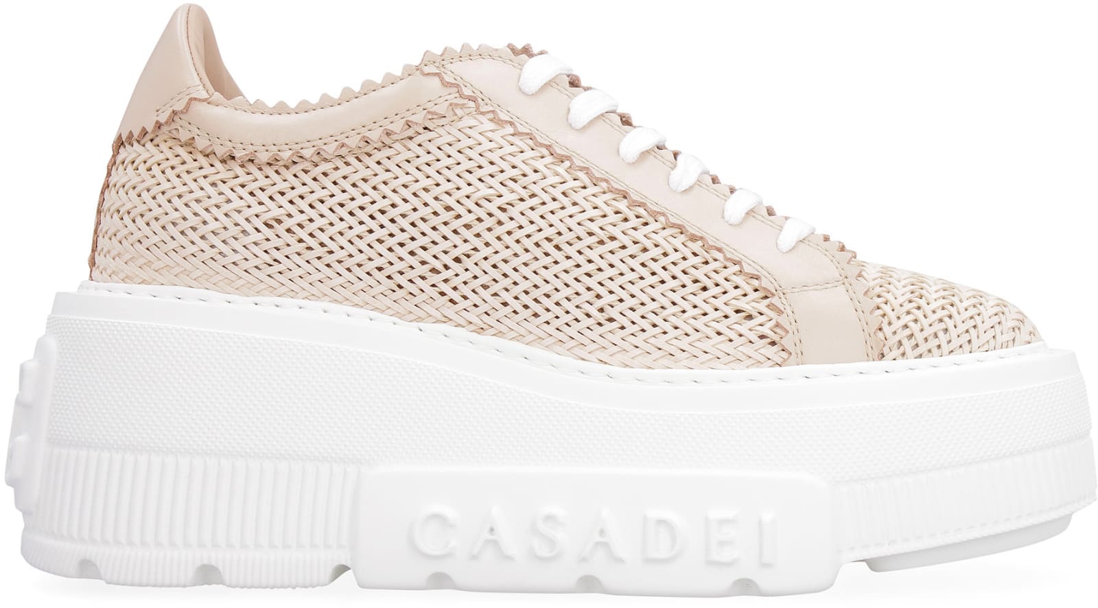Shop Casadei Leather Platform Sneakers In Pink