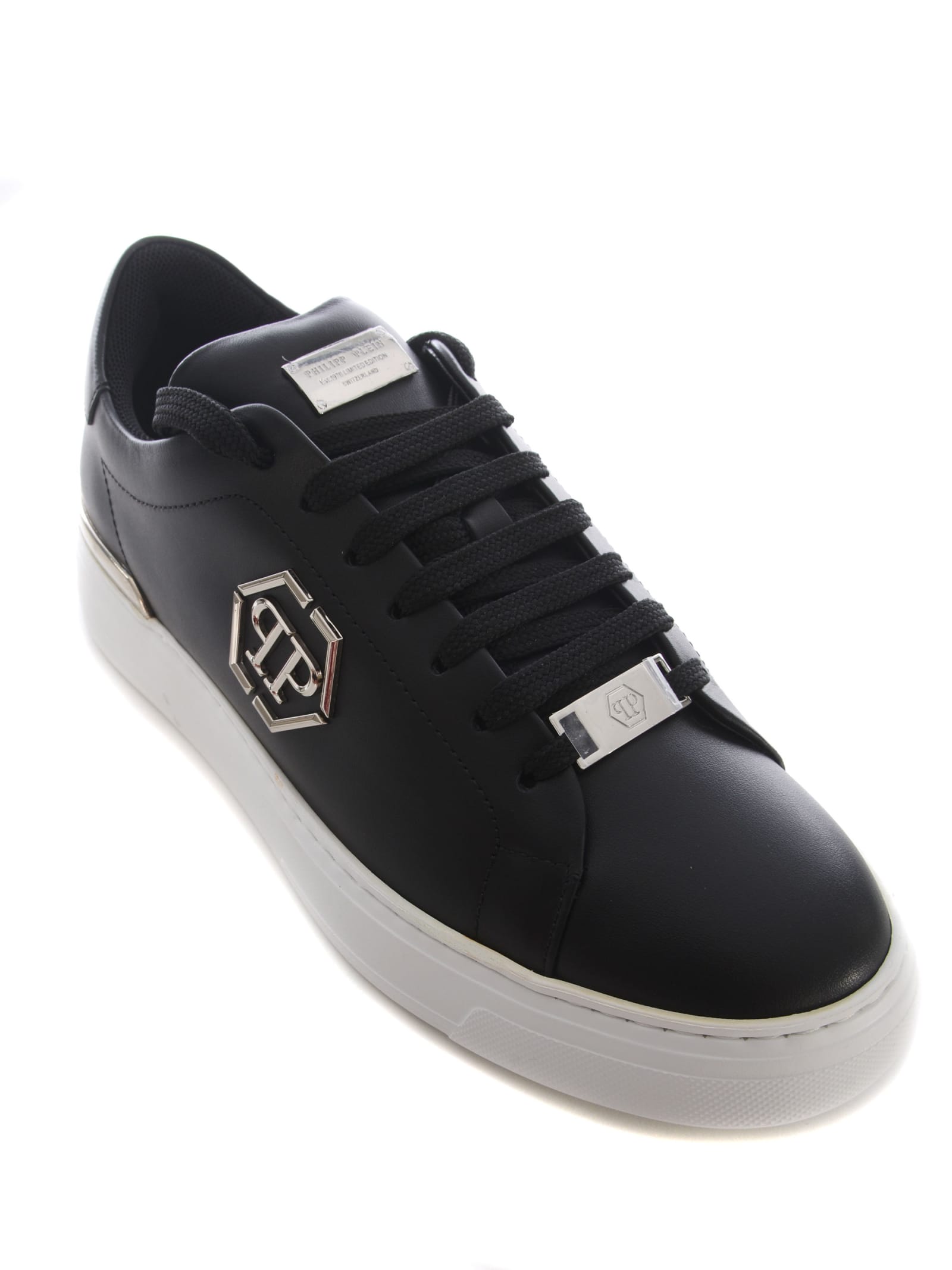 Shop Philipp Plein Sneakers  Hexagon In Leather In Black