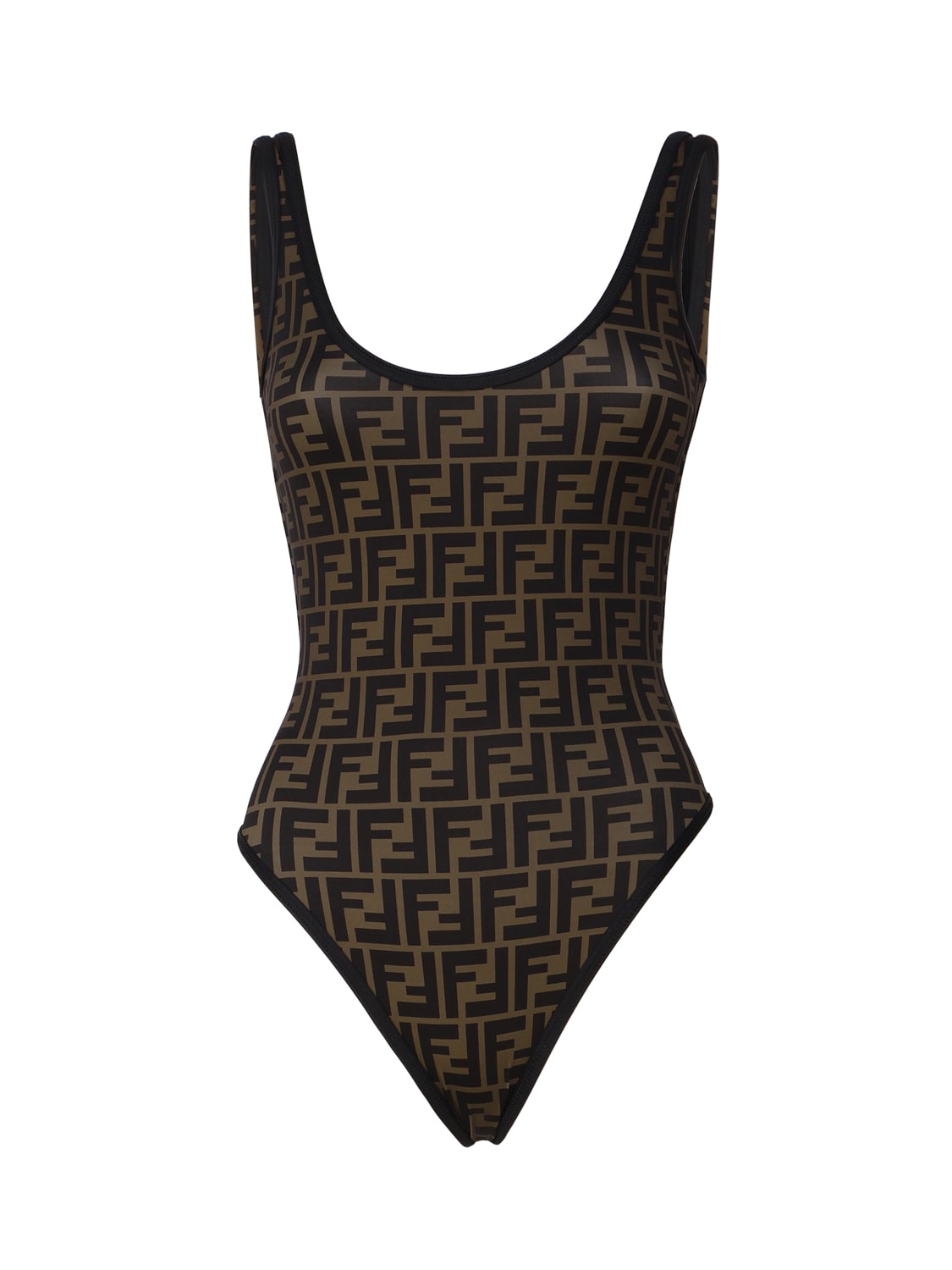 Shop Fendi Lycra Swimsuit In Tobacco