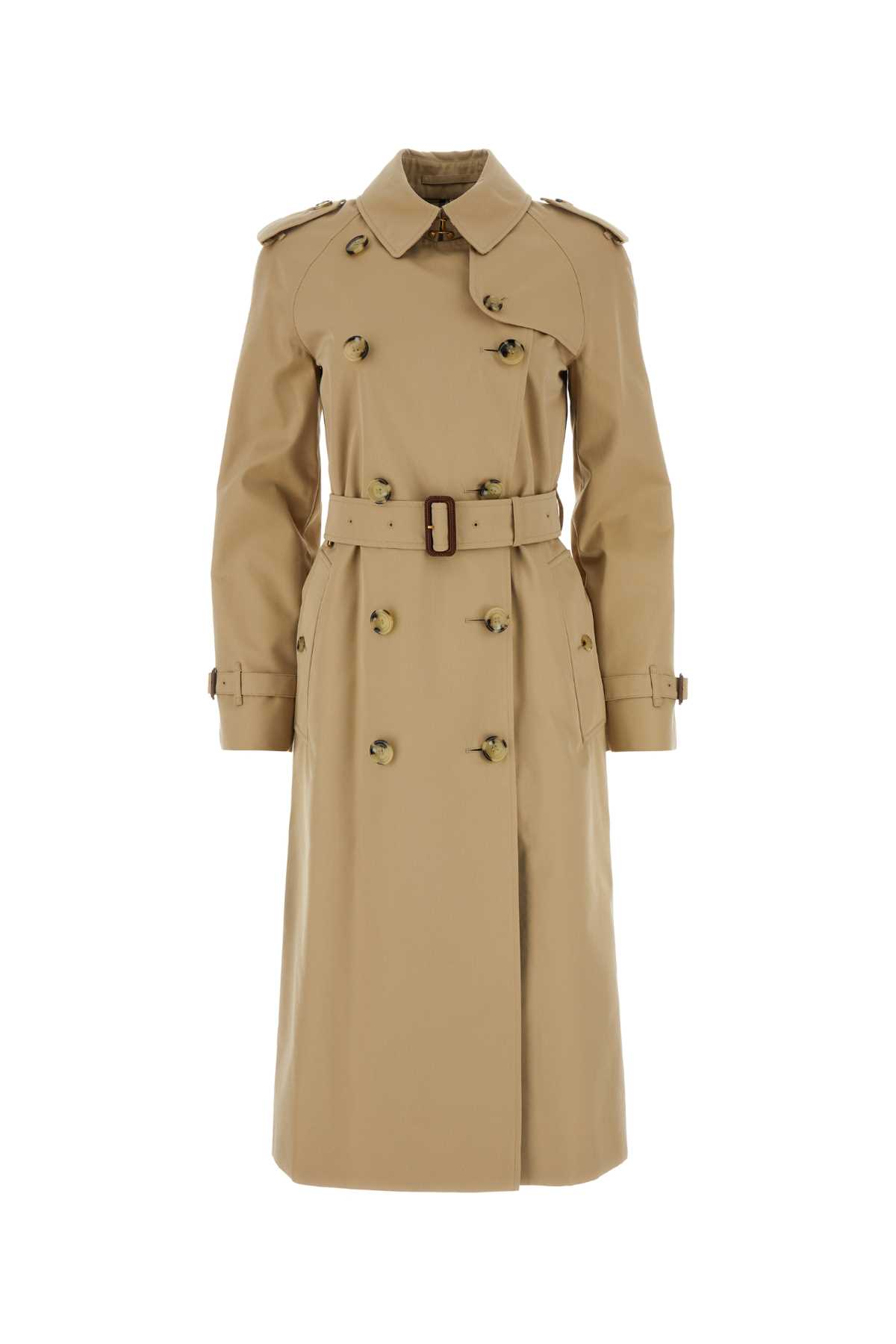 Shop Burberry Beige Cotton Heritage Waterloo Trench Coat In Honey