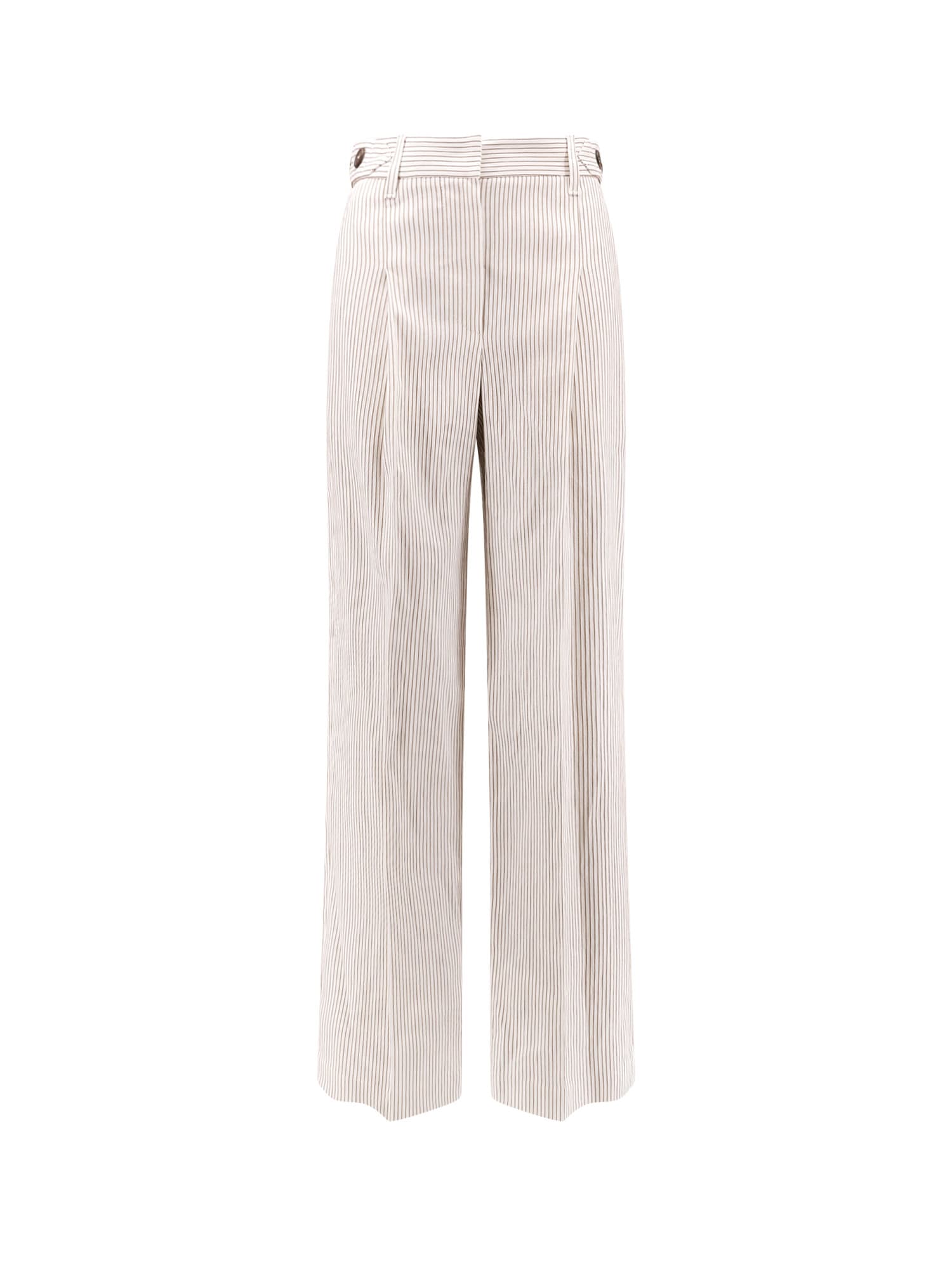 Brunello Cucinelli Striped Linen And Cotton Trousers