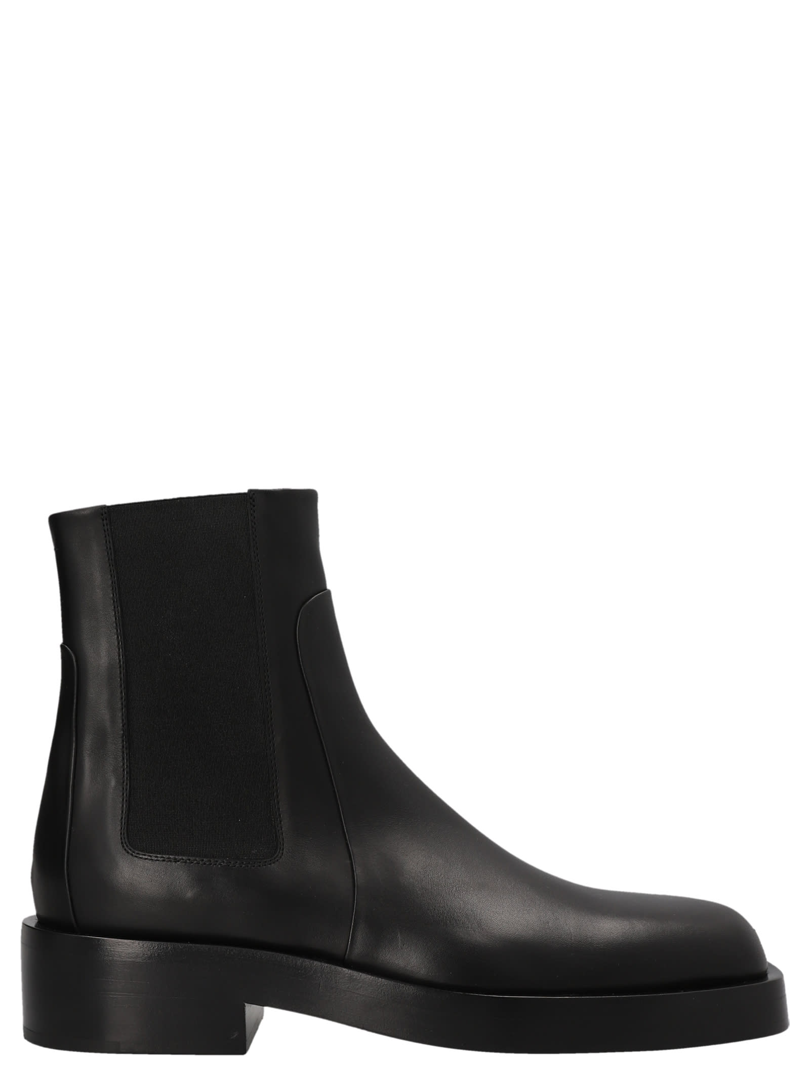 Jil Sander Beatle Leather Ankle Boots In Nero