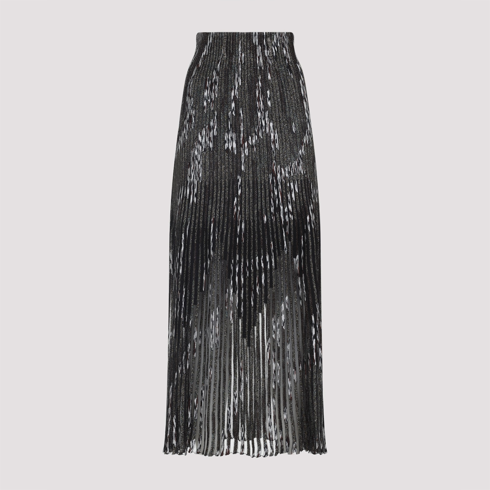 Missoni Patterned-jacquard Metallic-knit Midi Skirt In Gray