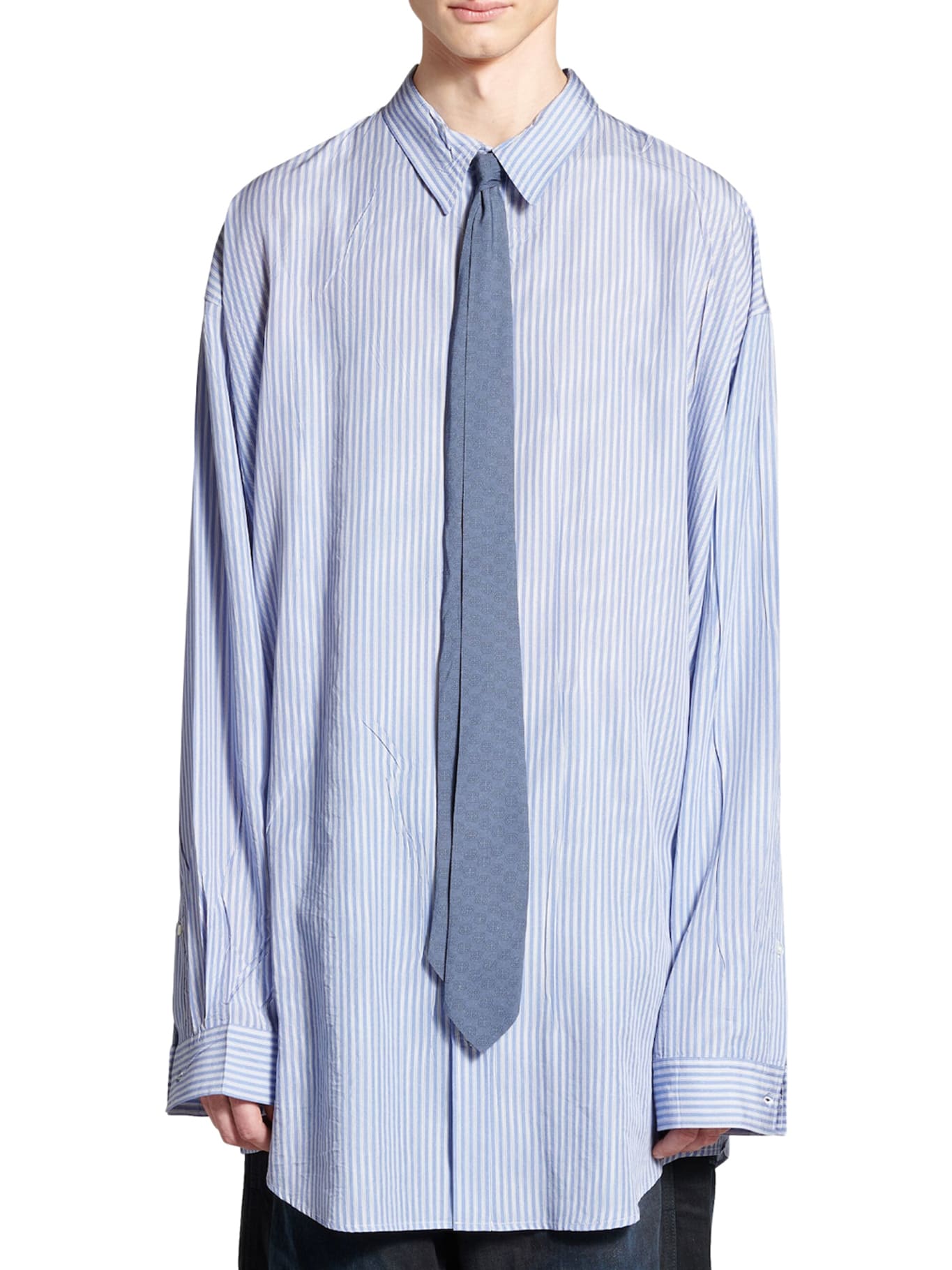 Shop Balenciaga Fluid Shirt In Blue/white