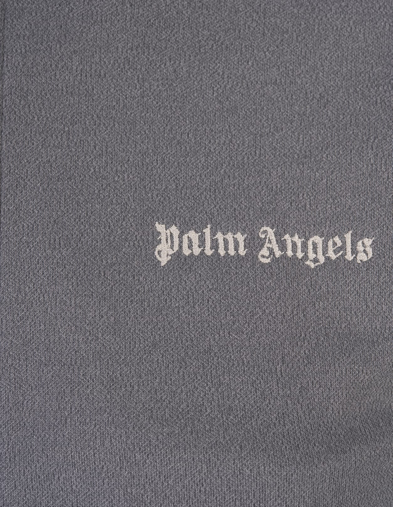 Shop Palm Angels Grey Zip-up Sweatshirt With Logo