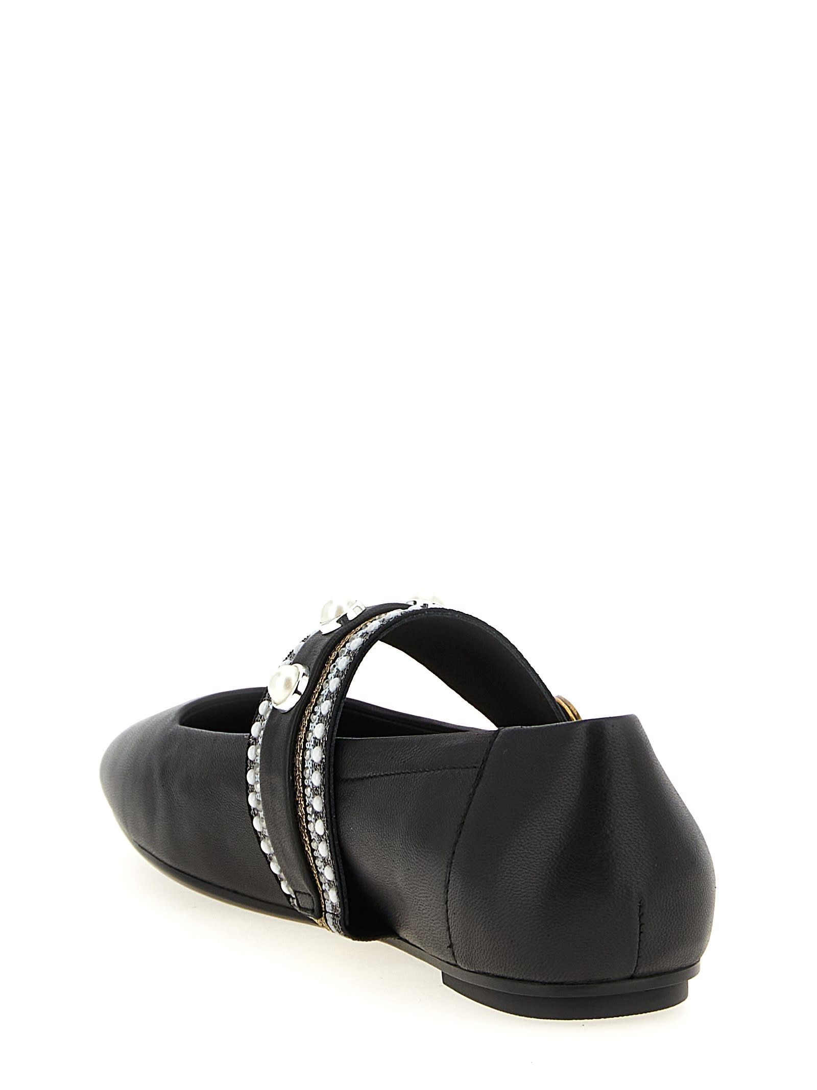 Pinko Embellished-buckle Ballet Flats In Black