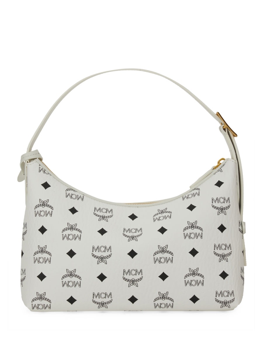 Mcm Logo-print Shoulder Bag In White