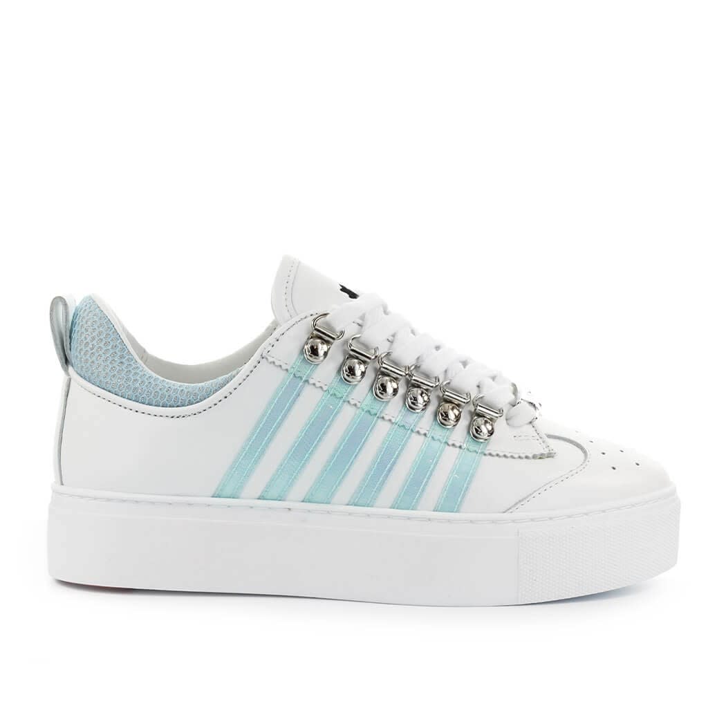 DSQUARED2 251 LOW TOP WHITE LIGHT BLUE SNEAKER,SNW0007-01503996-M1820