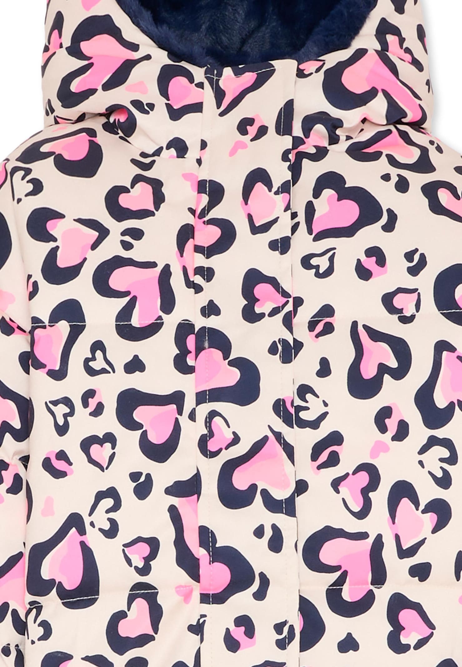 Billieblush Pink Reversible Down Jacket For Girl With Print In Multi