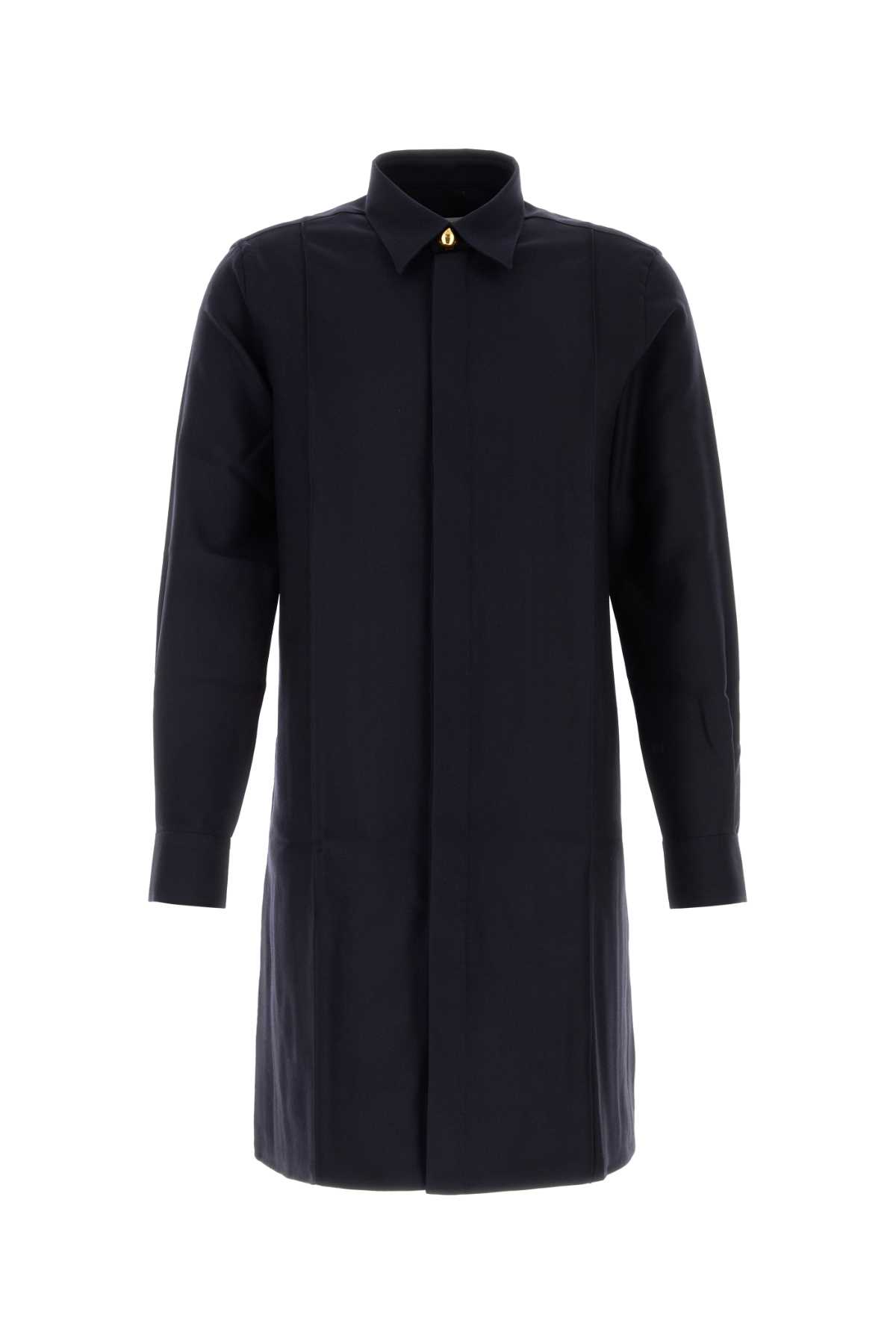 Shop Ami Alexandre Mattiussi Midnight Blue Wool Shirt In Navyblue