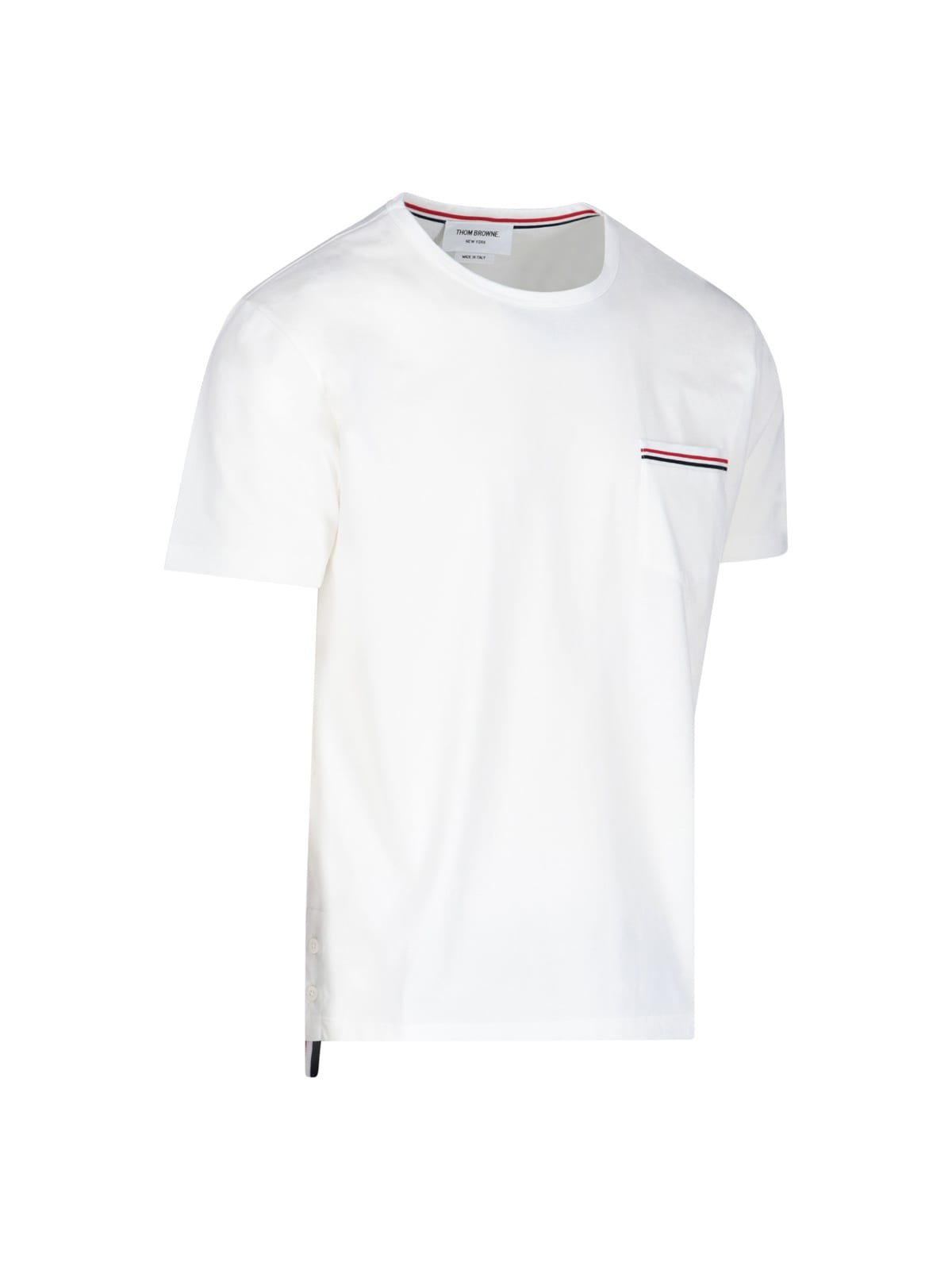 Shop Thom Browne Tricolor Pocket T-shirt In White