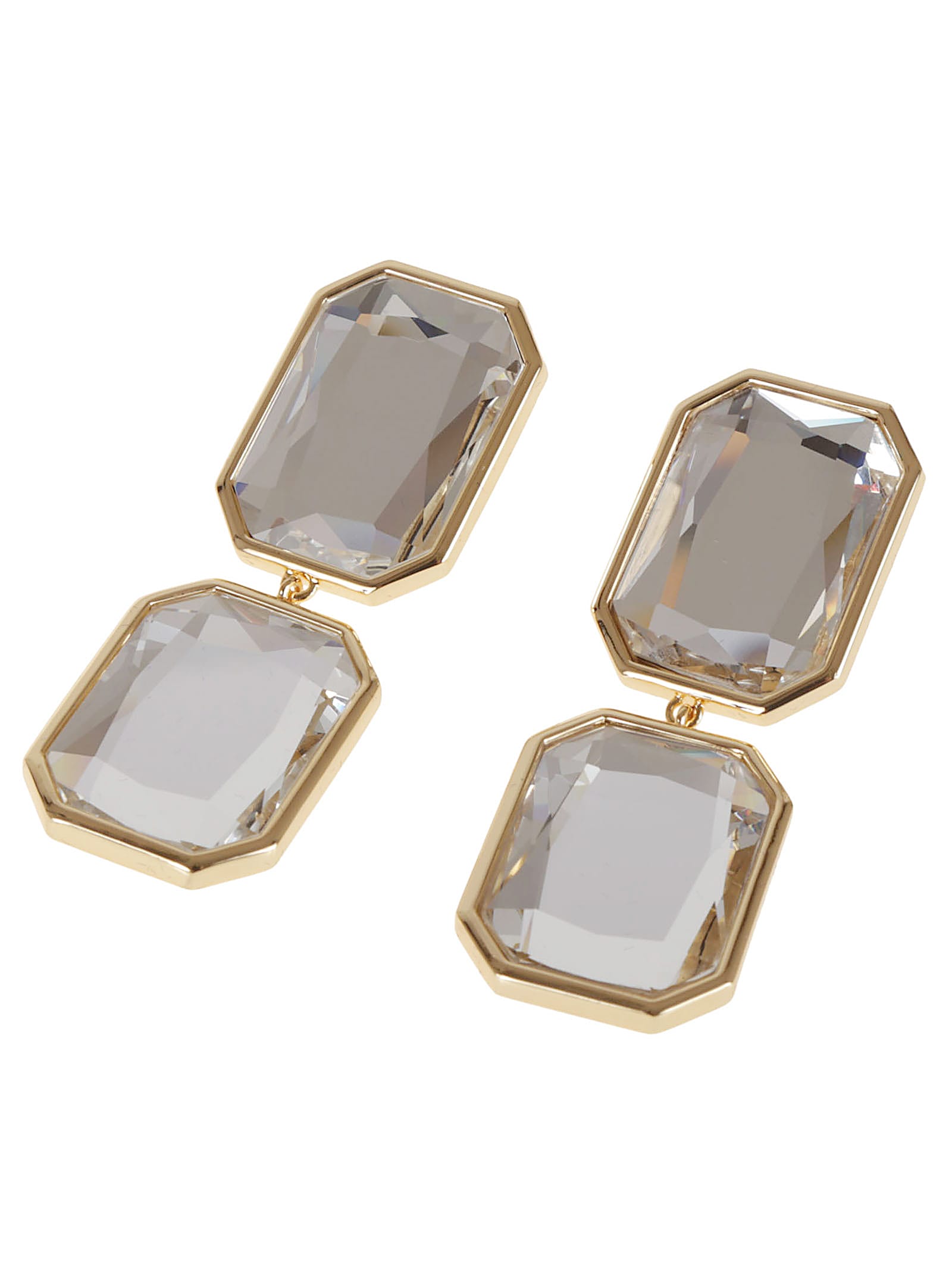Self-portrait Geometric Gold-tone Crystal Earrings In Multi