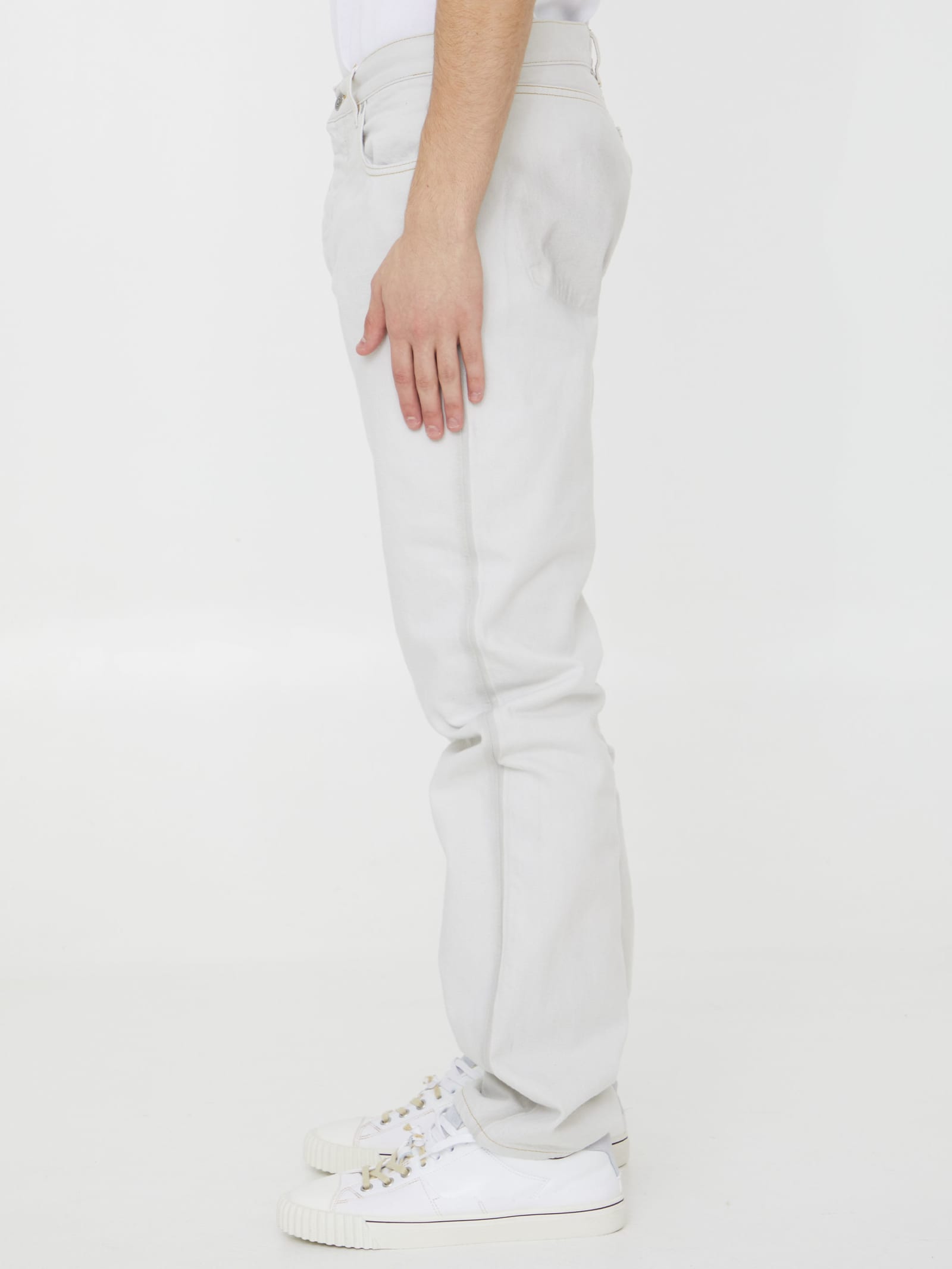 Shop Maison Margiela Cotton Denim Jeans In White