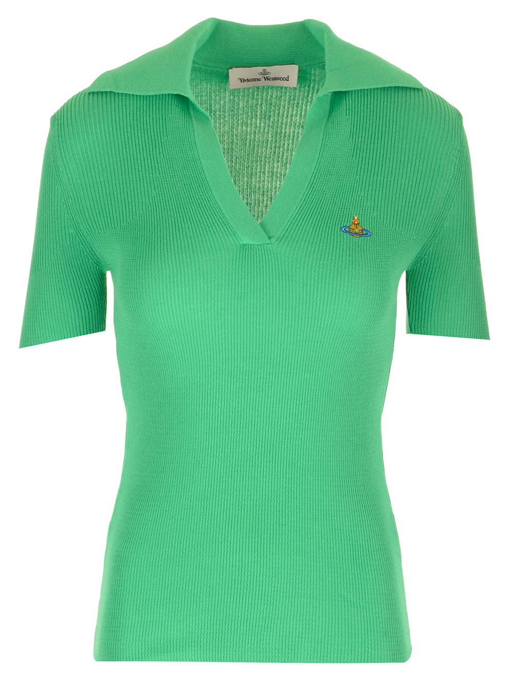 Shop Vivienne Westwood Marina Knitted Polo Shirt In Green