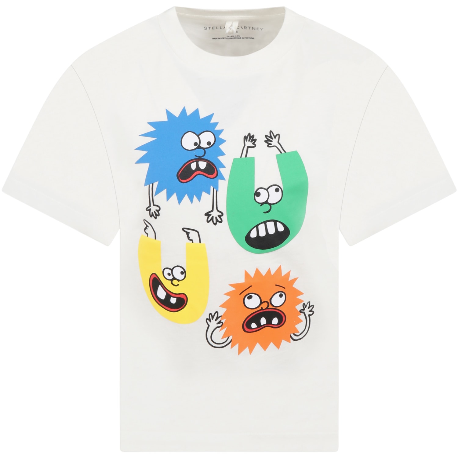 STELLA MCCARTNEY WHITE T-SHIRT FOR BOY WITH COLORFUL DESIGNS