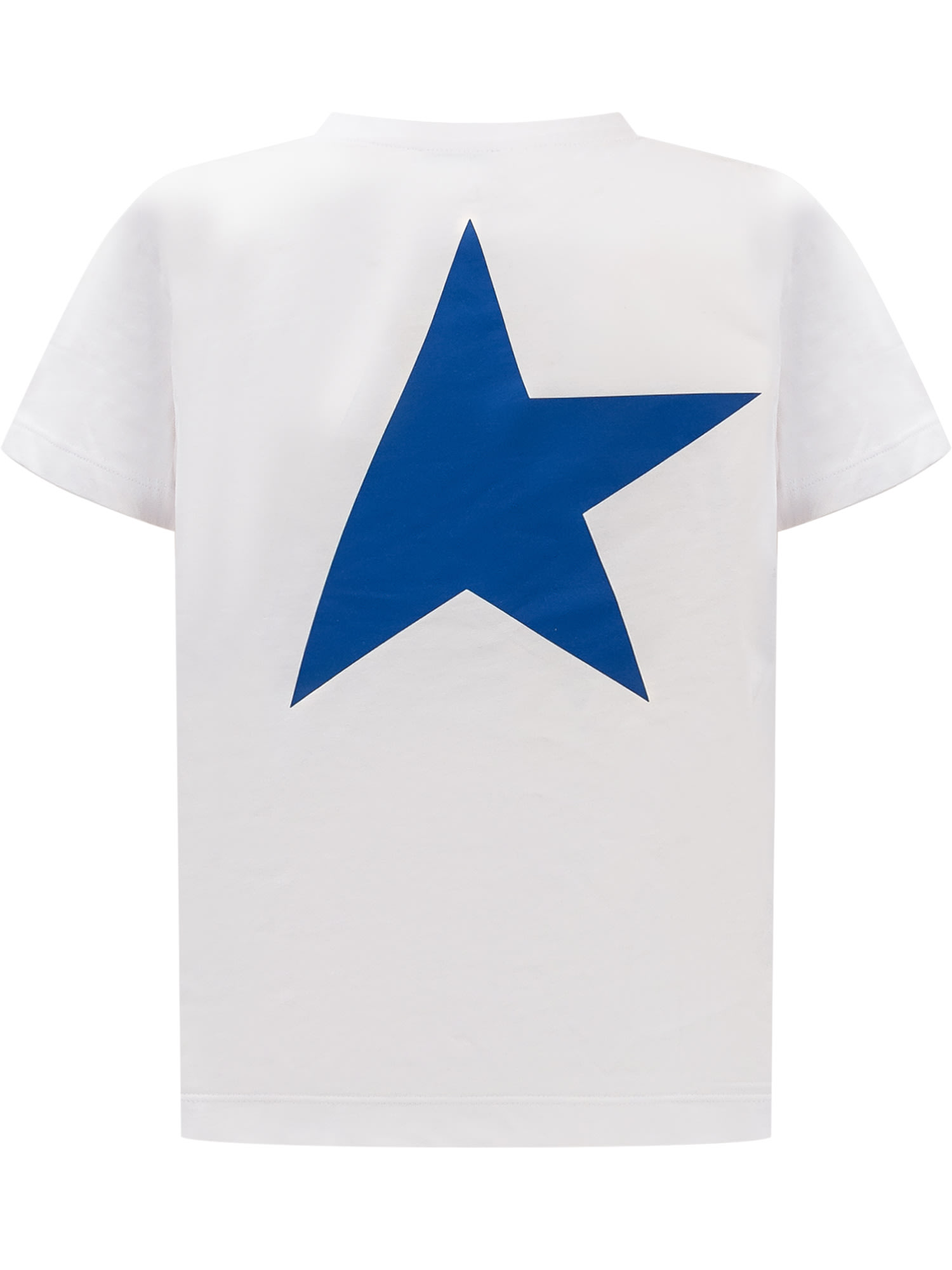 Shop Golden Goose T-shirt With Logo In White/blue Royal
