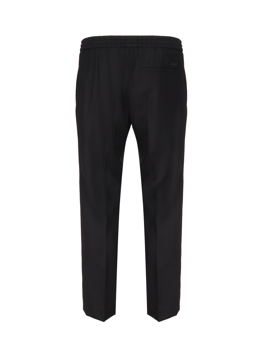 Shop Calvin Klein Straight Leg Tracksuit Style Trousers In Virgin Wool In Black