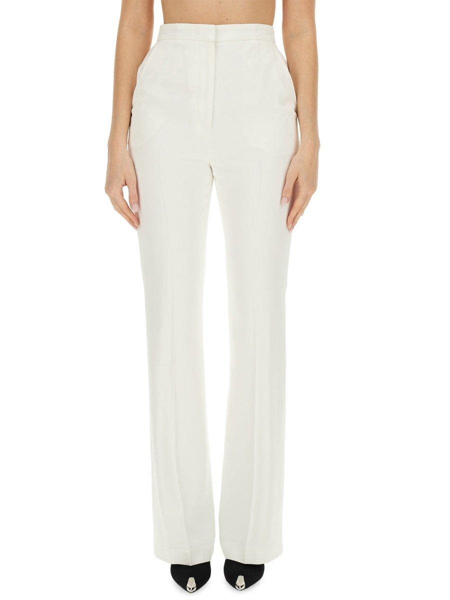 Shop Alexander Mcqueen High-waist Flared Tailored Trousers In White