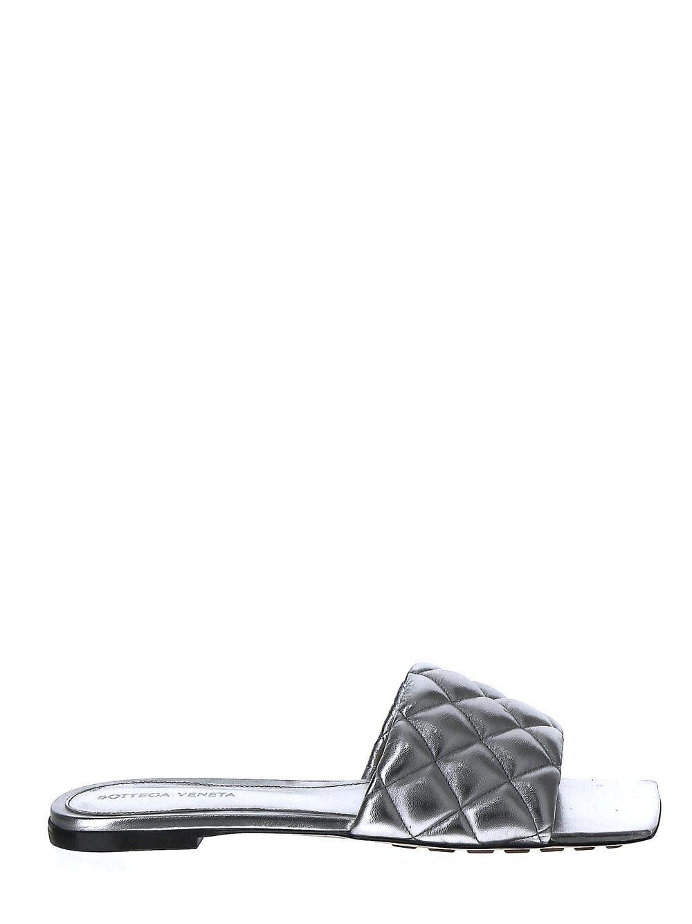 Shop Bottega Veneta Padded Sneakers In Silver