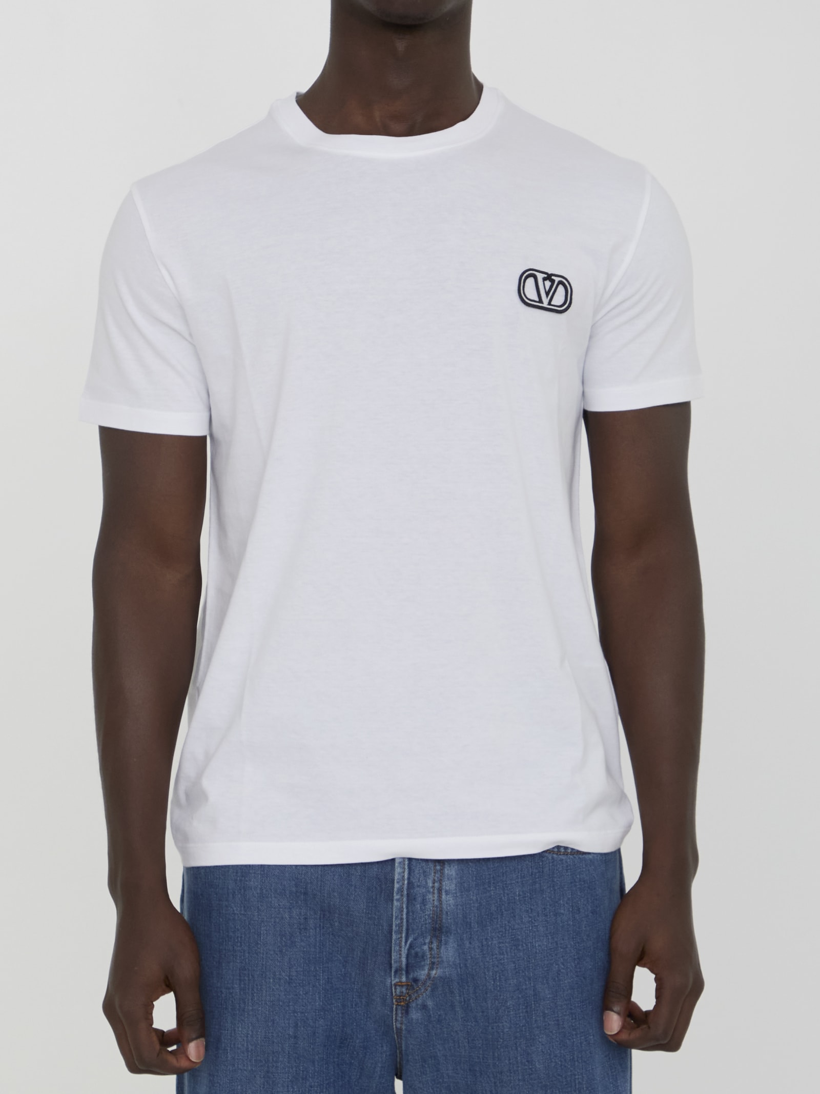 Valentino T-shirt With Vlogo Signature Patch In White