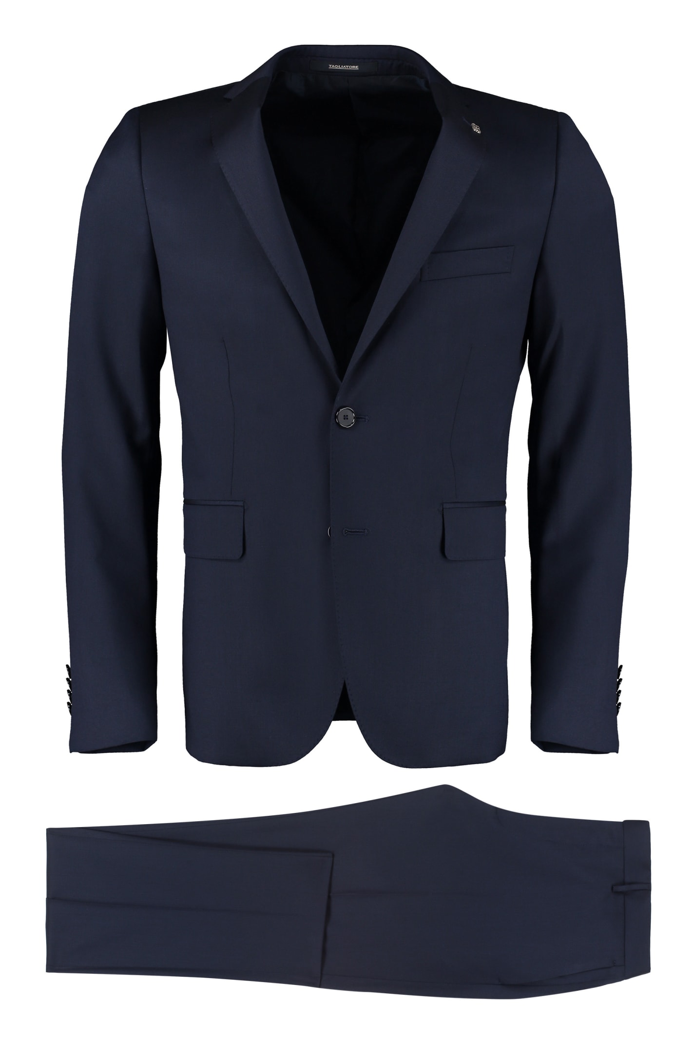 Shop Tagliatore Virgin Wool Two-piece Suit In Blue