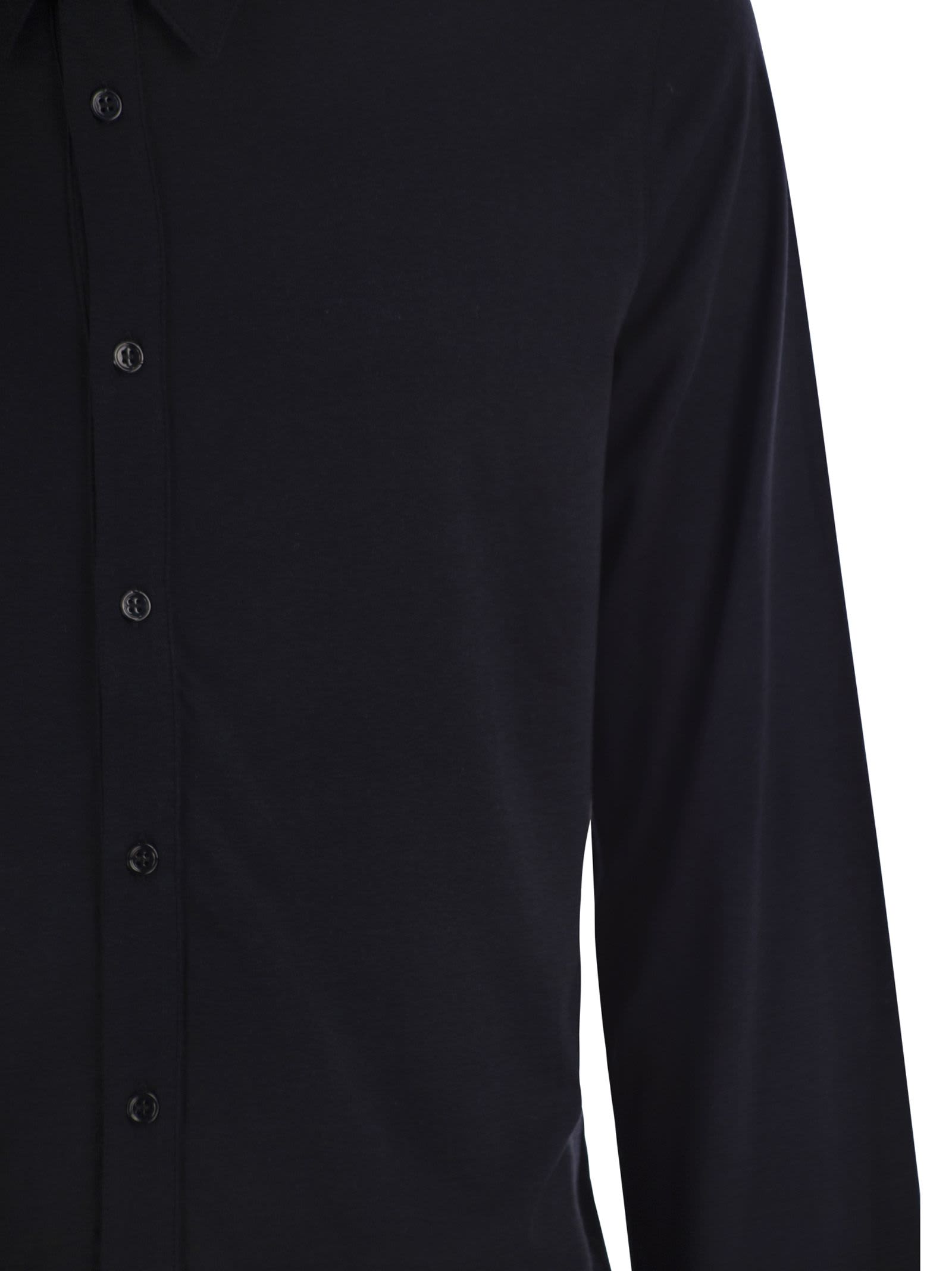 Majestic Long Sleeved Lyocell And Cotton Shirt In Black