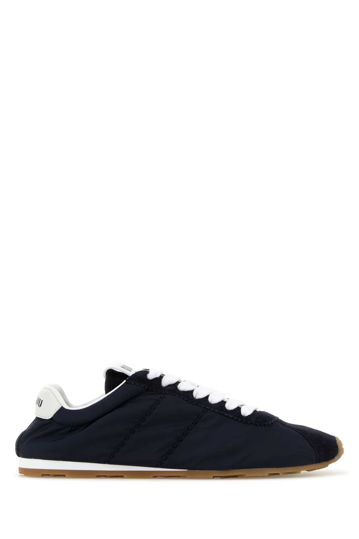 Miu Miu Suede Bicolor Retro Trainer Sneakers In Black