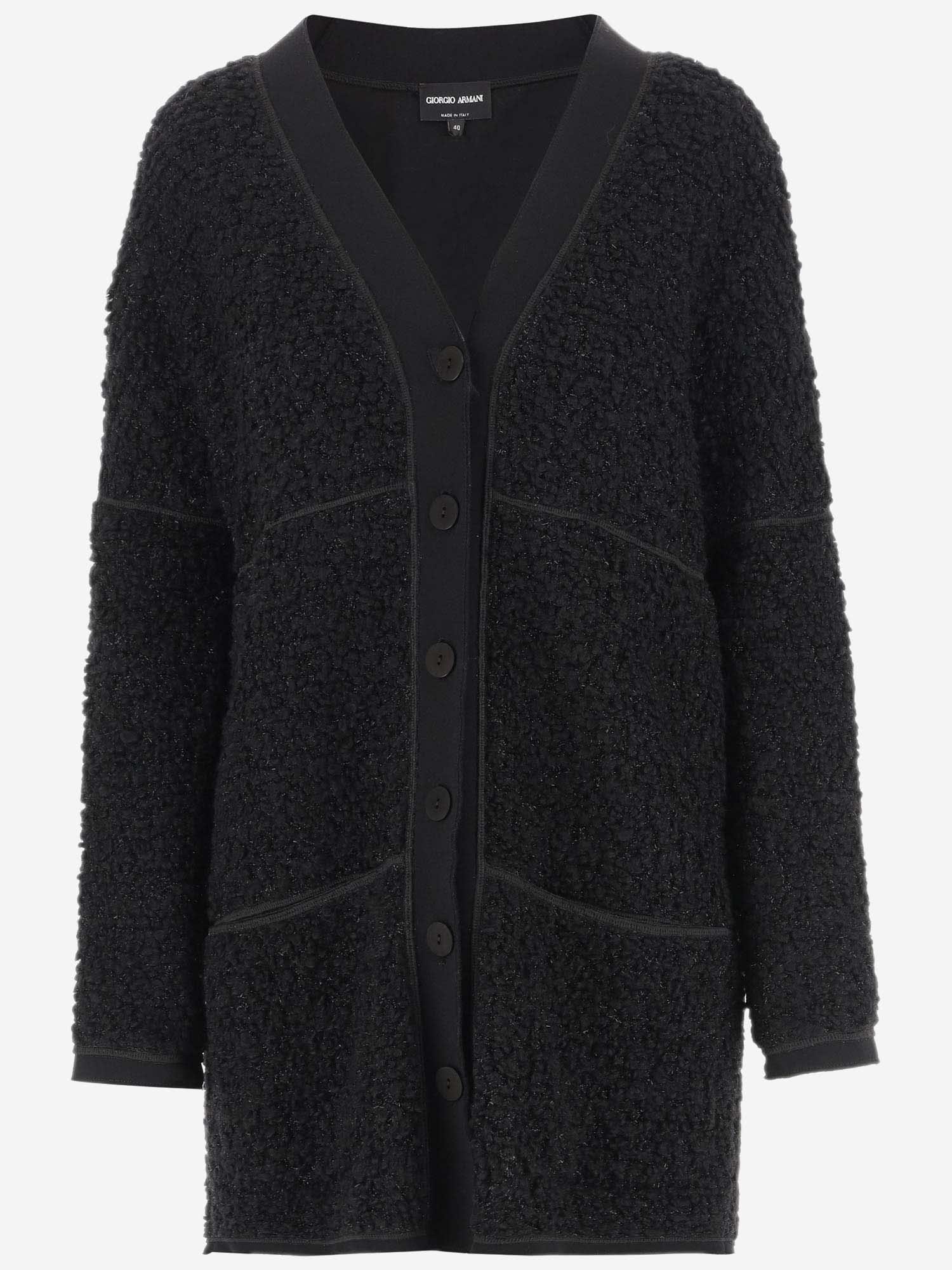 Shop Giorgio Armani Wool Blend Cardigan In Black