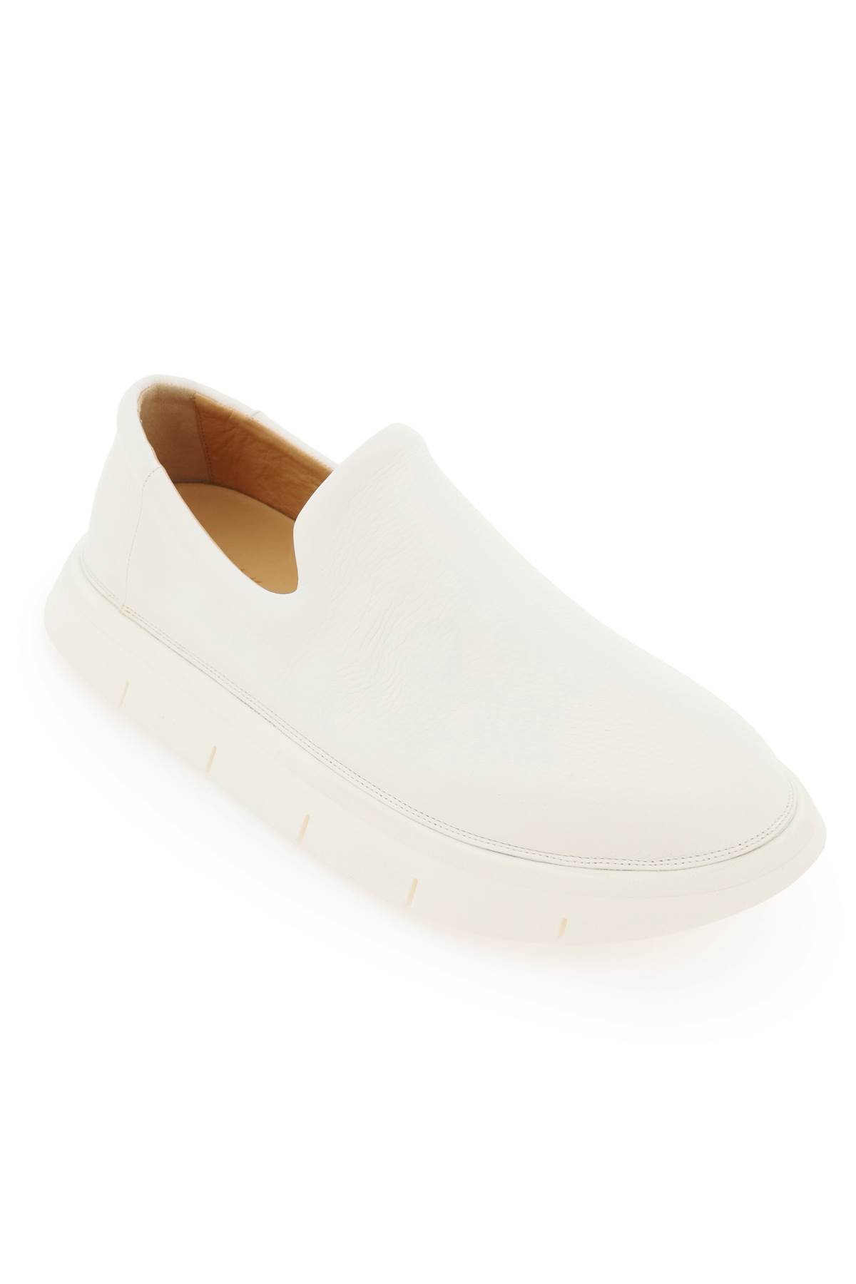 Shop Marsèll Intagliata Grained Leather Slip-on Shoes In Bianco Optical (white)