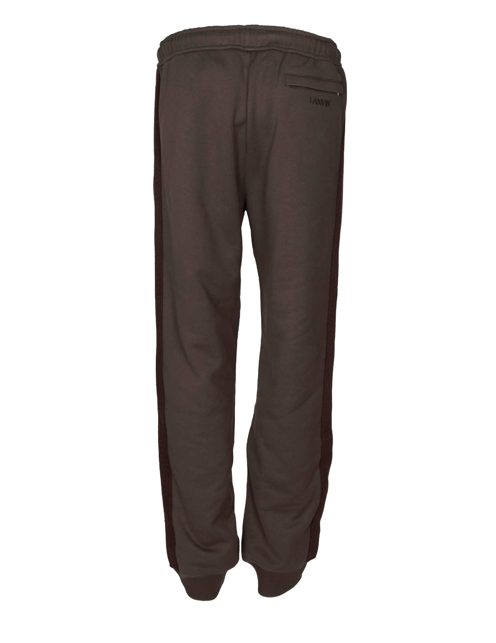 Shop Lanvin Side Curb Cotton Joggings In Brown