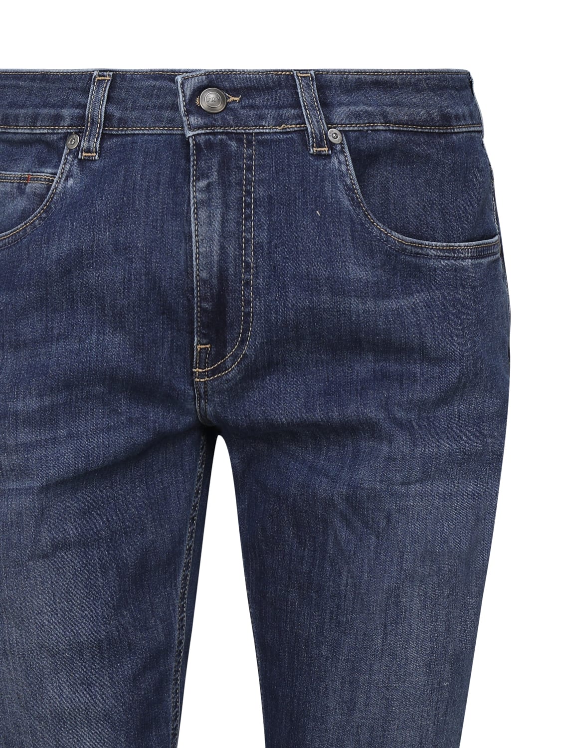 Shop Fay Jeans In Denim Di Cotone Slim Fit In Blue Denim