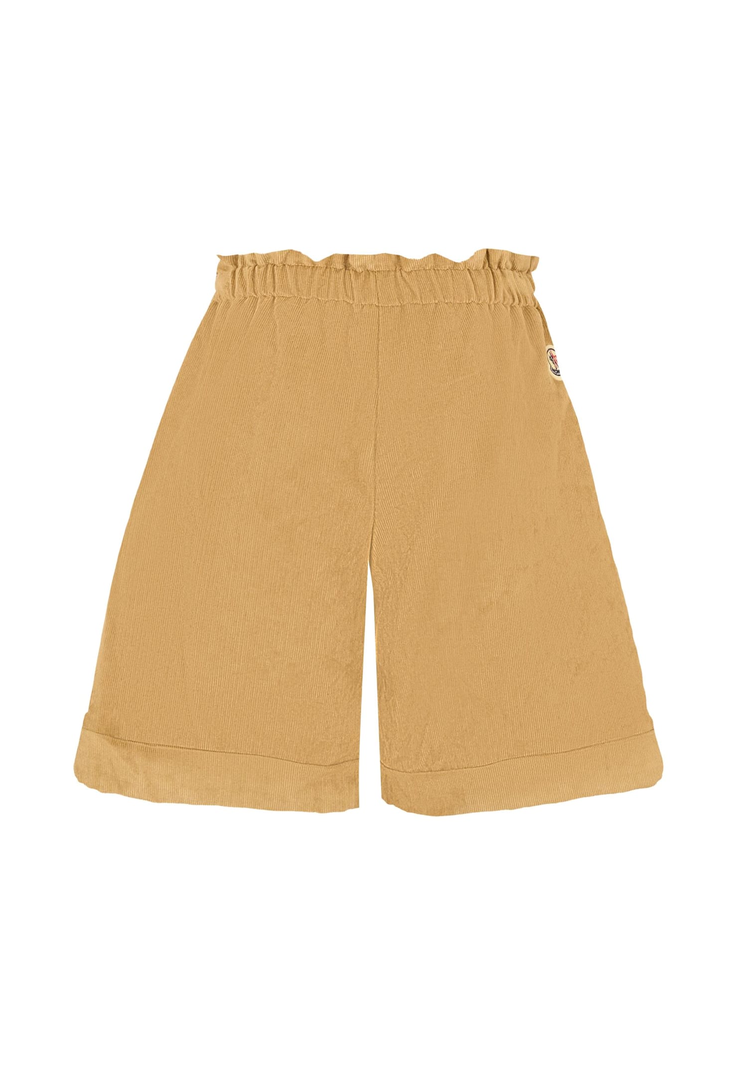 Moncler Beige Shorts For Girl With Logo In Brown
