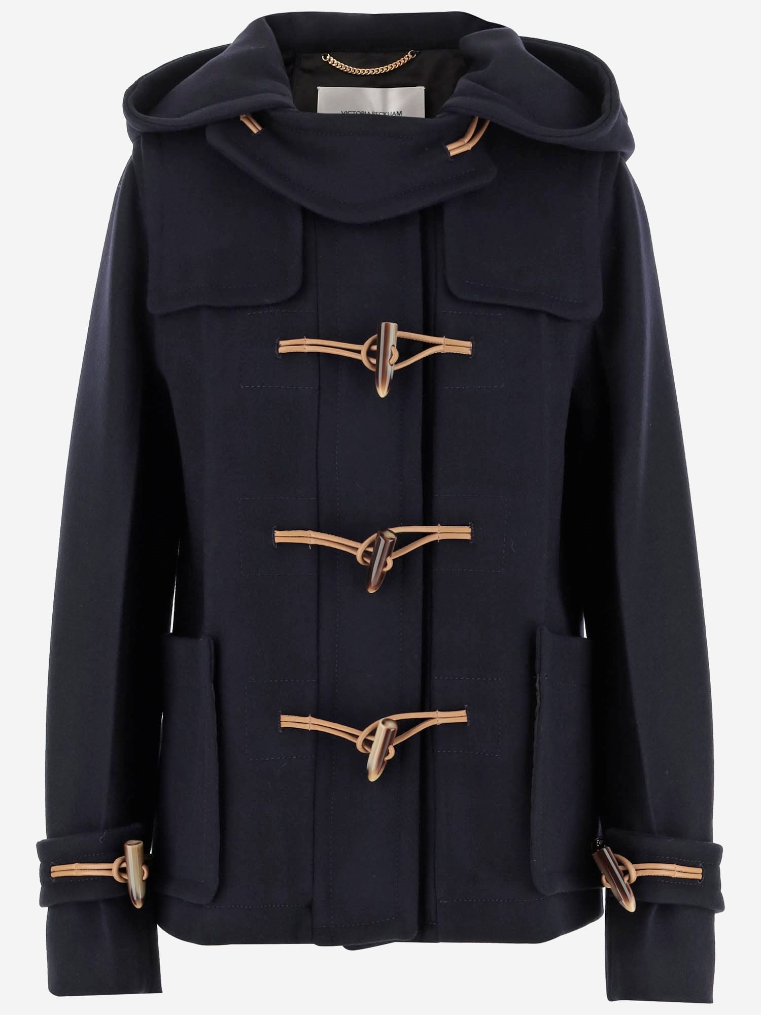 Shop Victoria Beckham Short Wool Coat In Blue