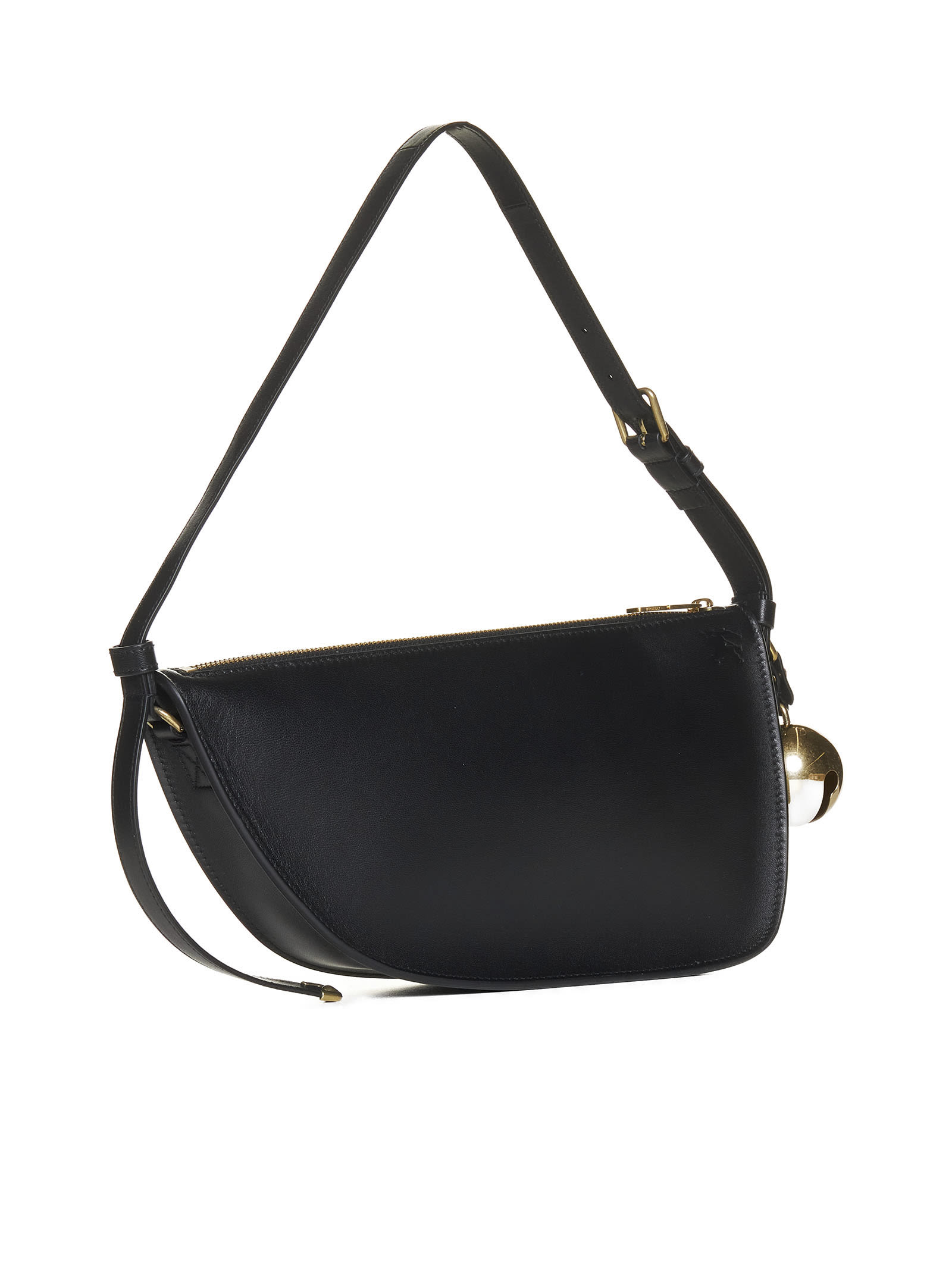 Burberry Curved Shape Gold-tone Hardware Shoulder Bag In Black